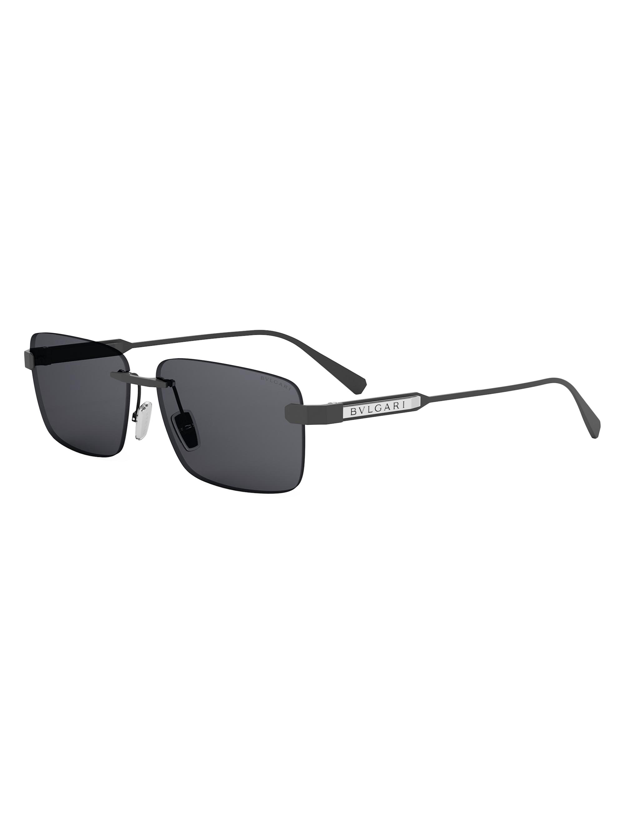 BVLGARI Men's Finissimo 60MM Rectangular Sunglasses - Black Grey