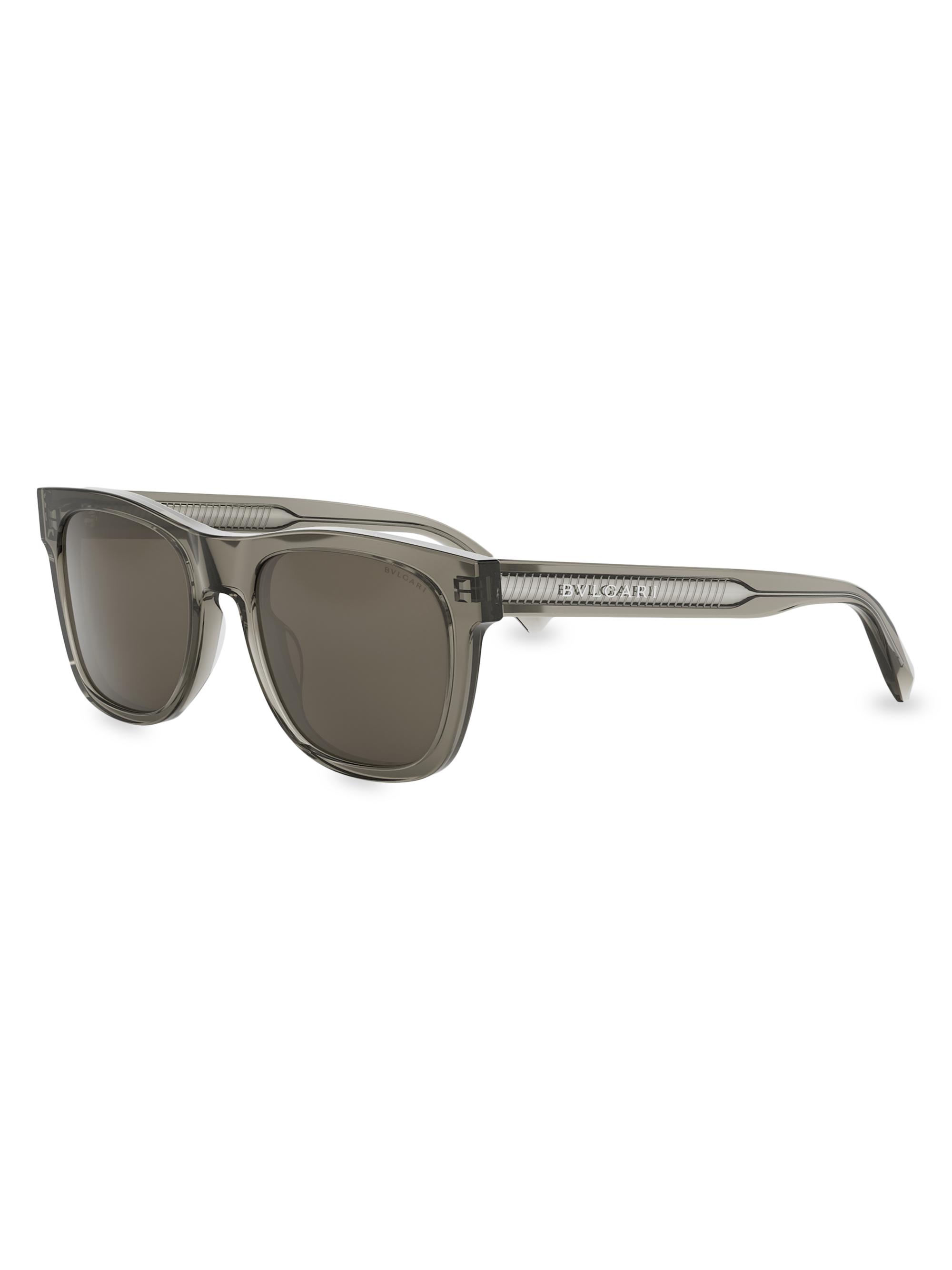 BVLGARI Men's Tubogas 53MM Square Sunglasses - Dark Brown