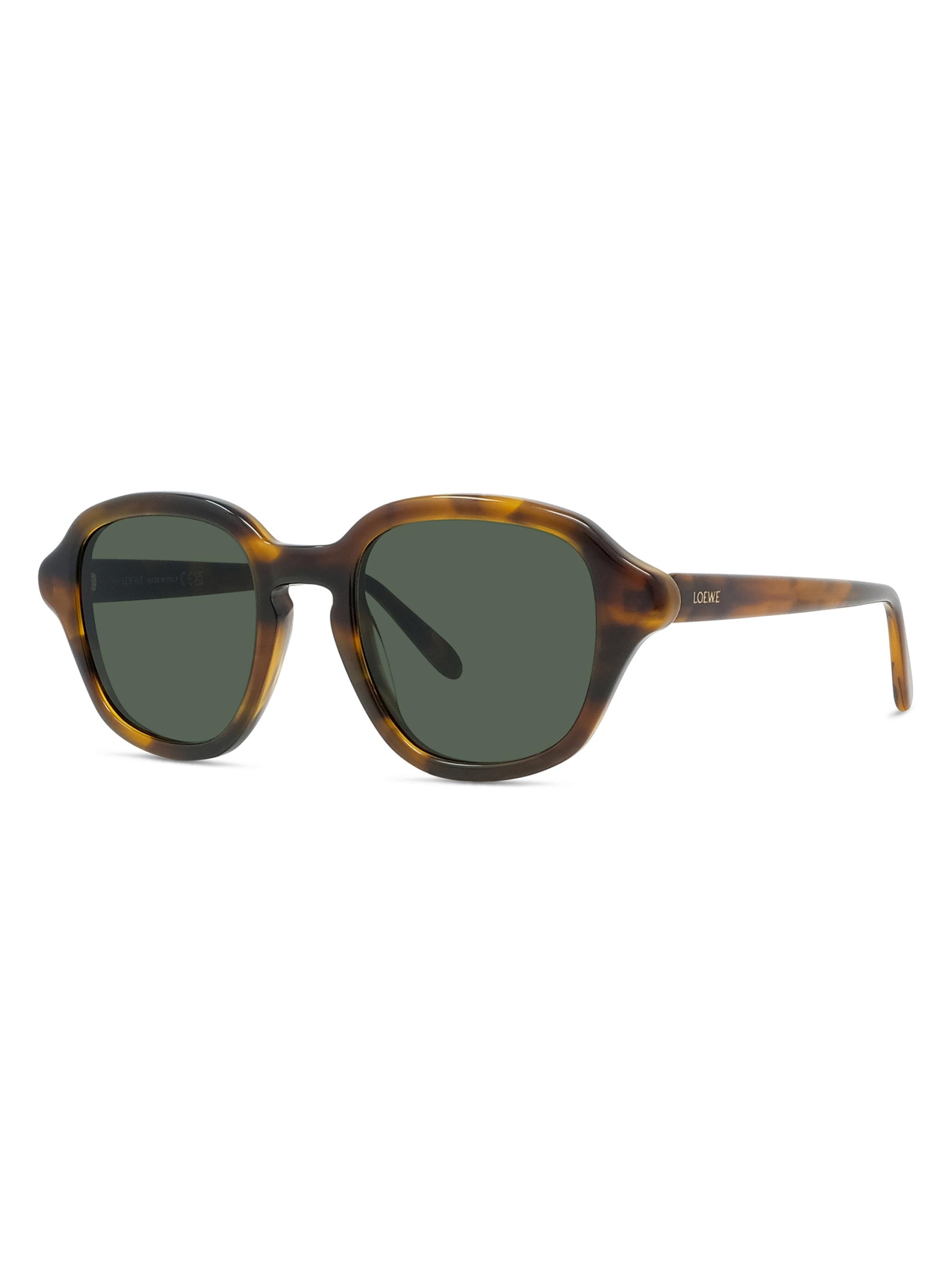 LOEWE Men's Slim 50MM Round Sunglasses - Shiny Black Smoke