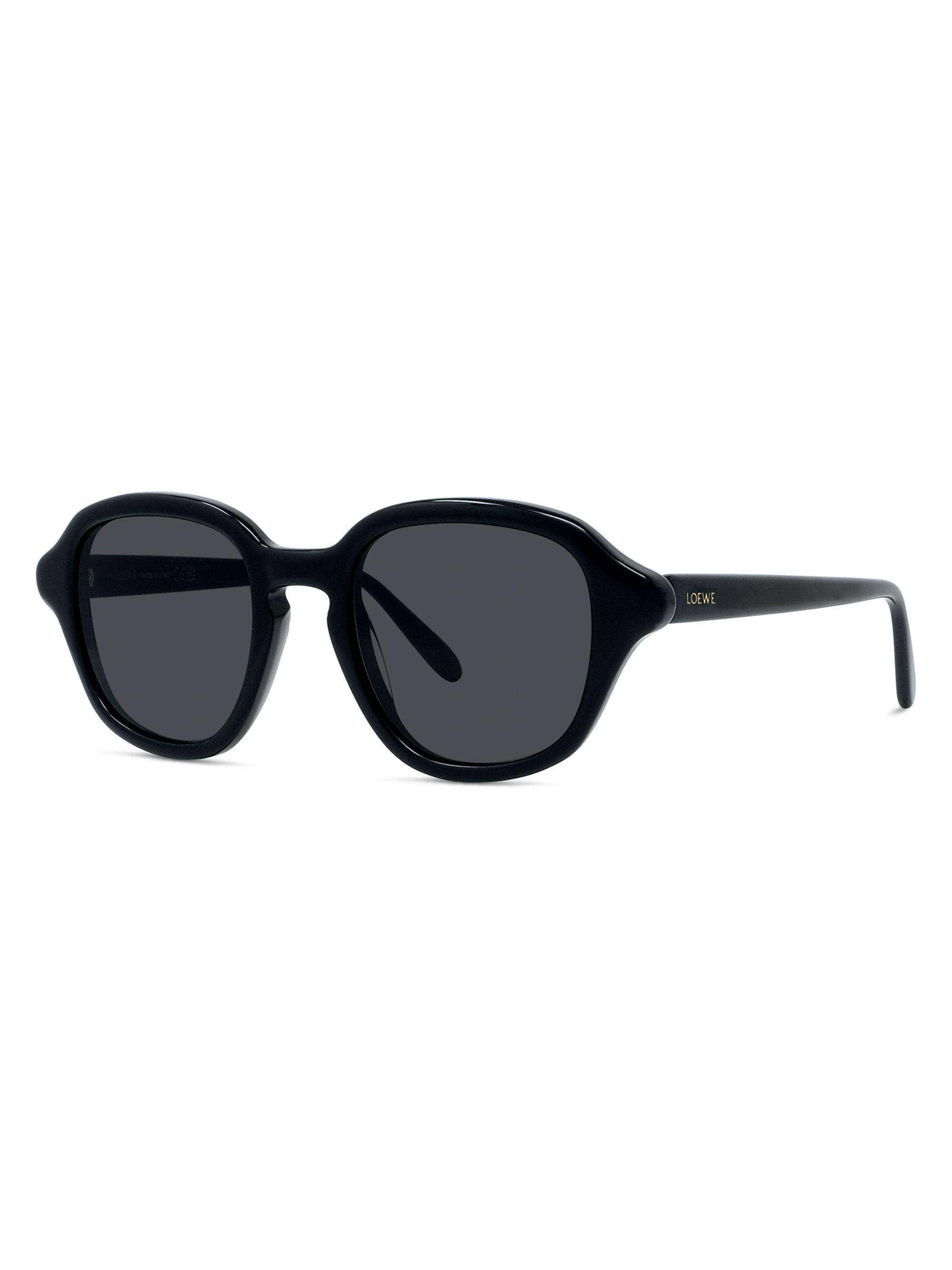 LOEWE Men's Slim 50MM Round Sunglasses - Shiny Black Smoke