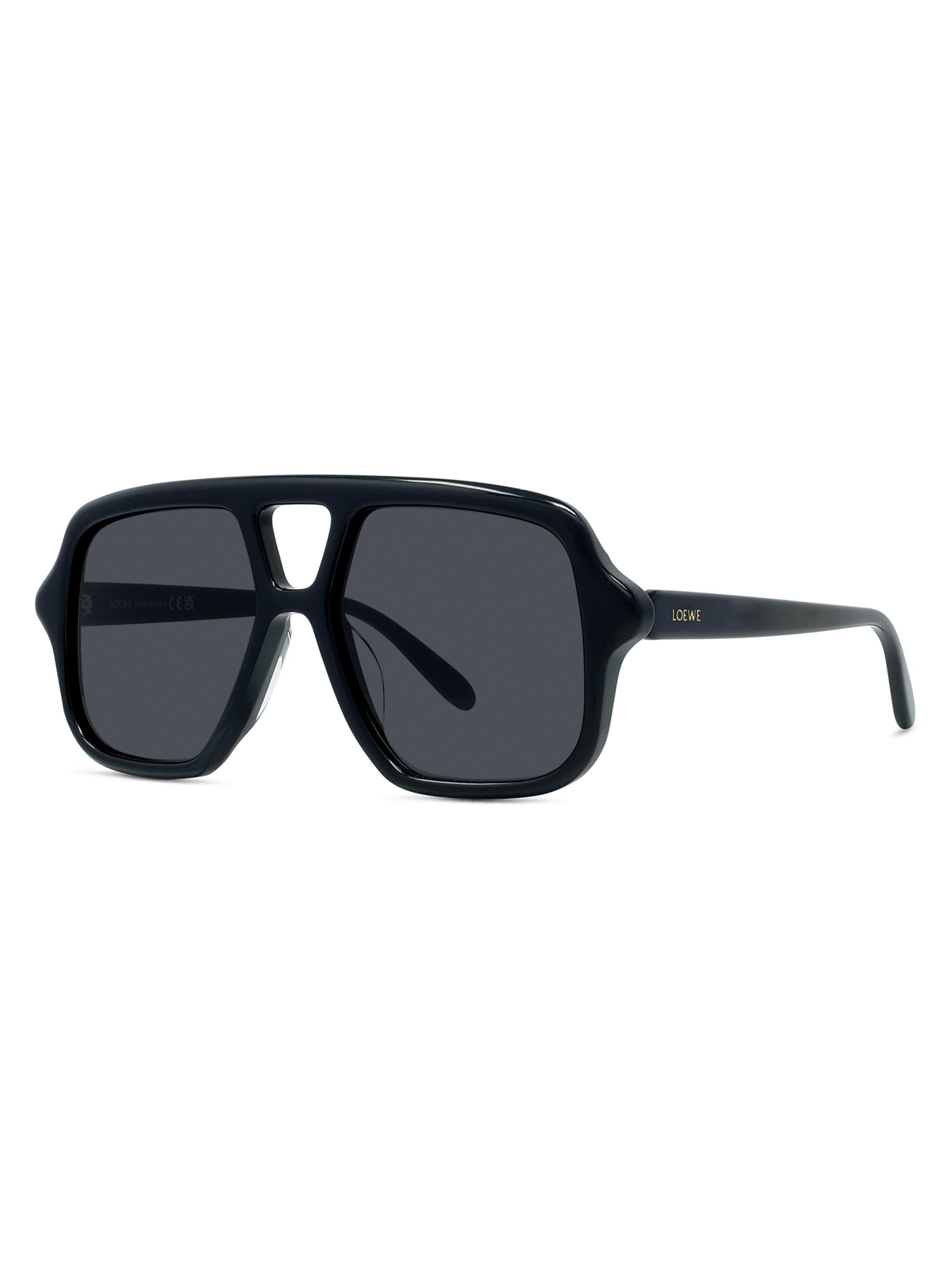 LOEWE Men's Slim 54MM Rectangular Sunglasses - Shiny Black Smoke