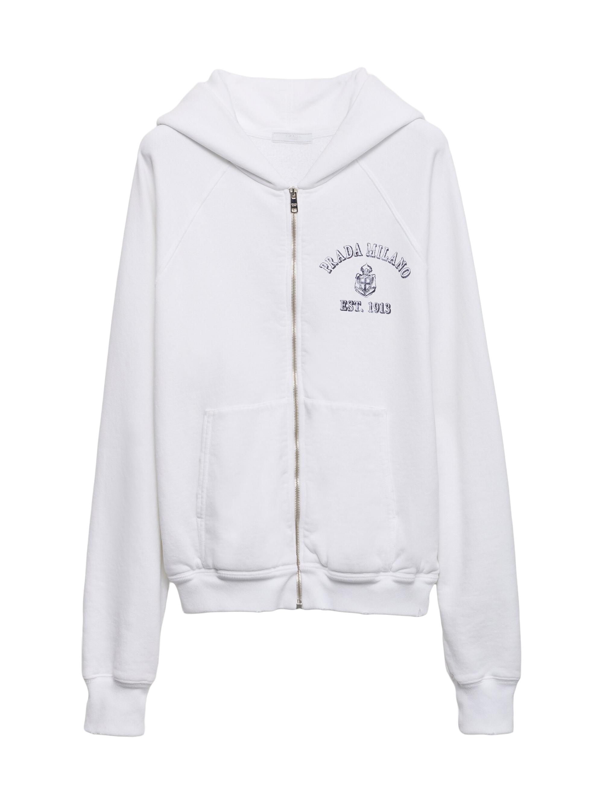 Prada Men's Cotton Fleece Hoodie - White