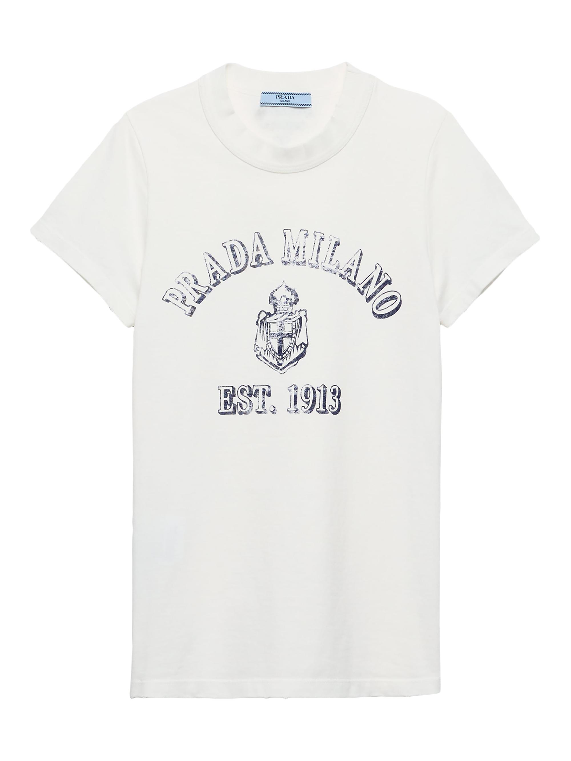 Prada Women's Printed Jersey T-Shirt - White