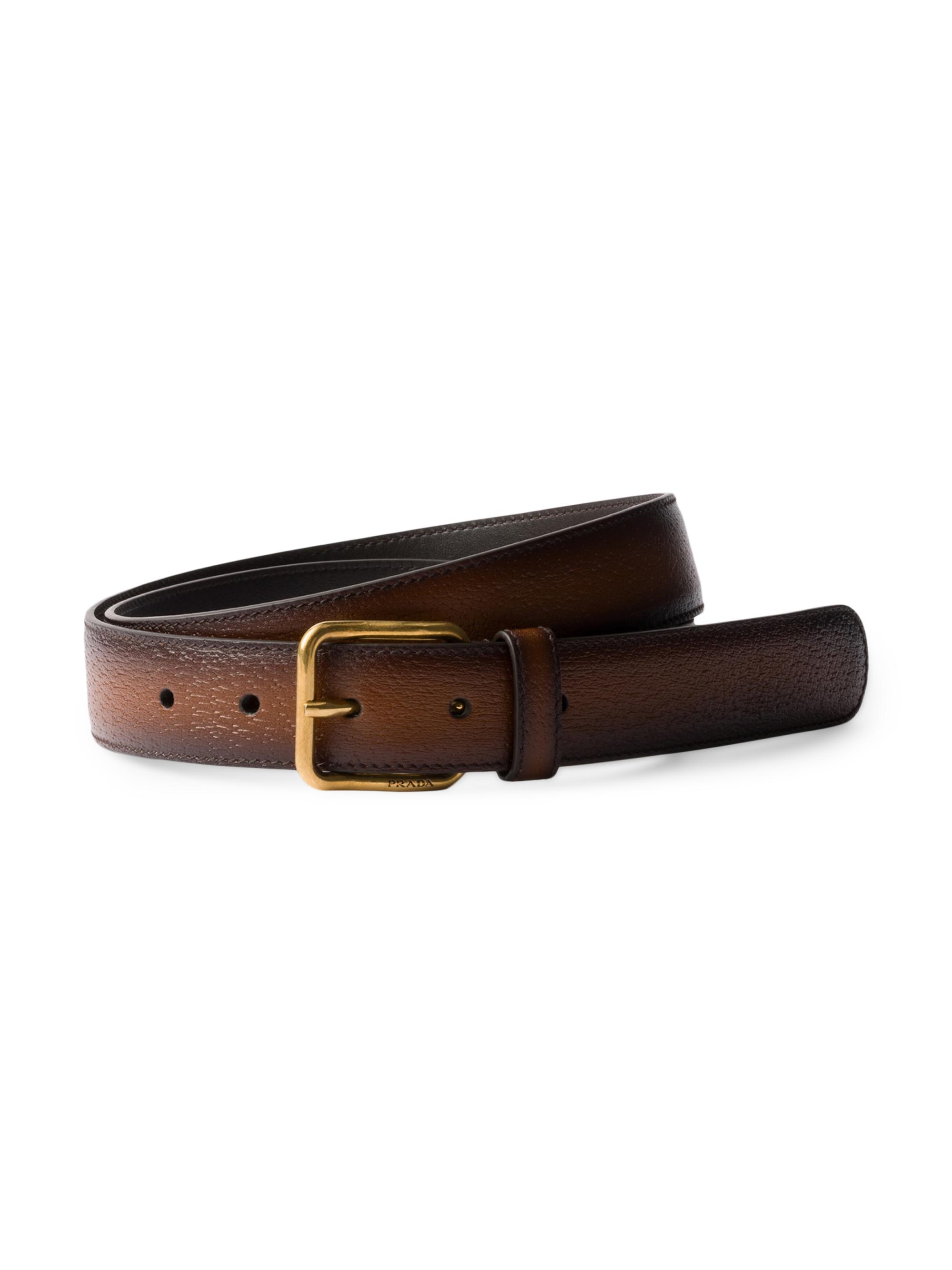 Prada Men's Leather Belt - Brown