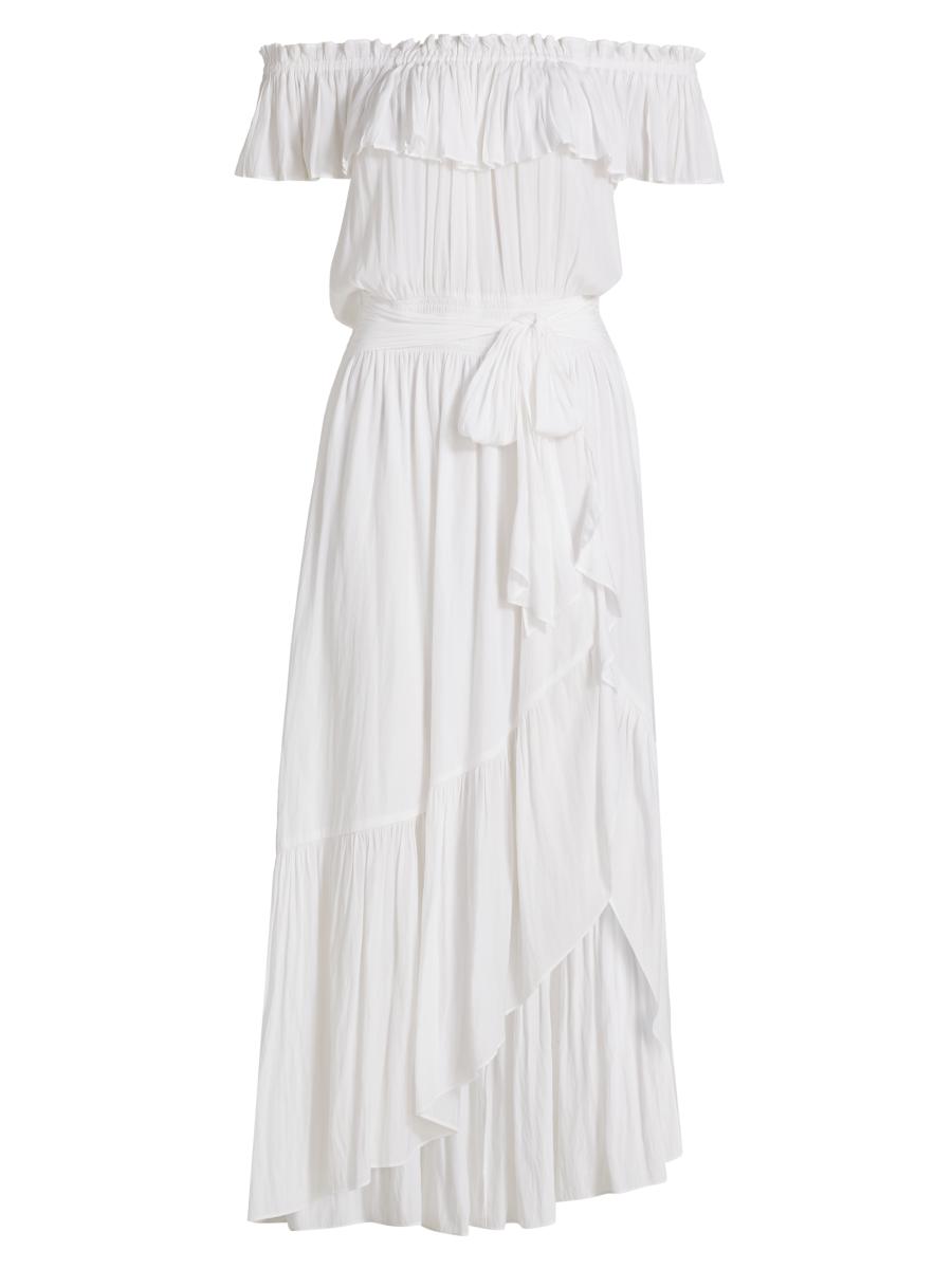 Ramy Brook Gloria Off-The-Shoulder Tie-Waist Midi-Dress | Saks