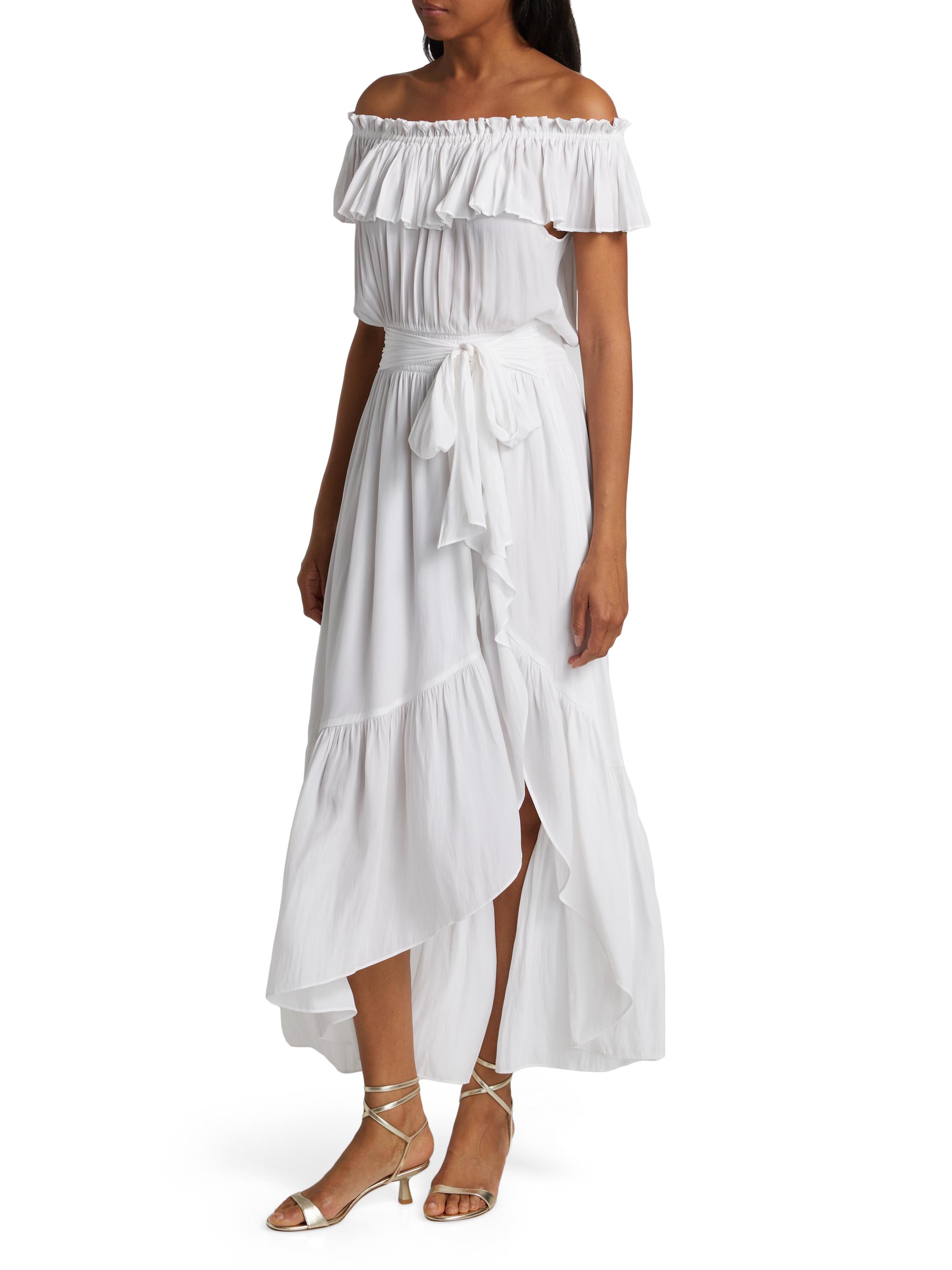 Ramy Brook Gloria Off-The-Shoulder Tie-Waist Midi-Dress | Saks