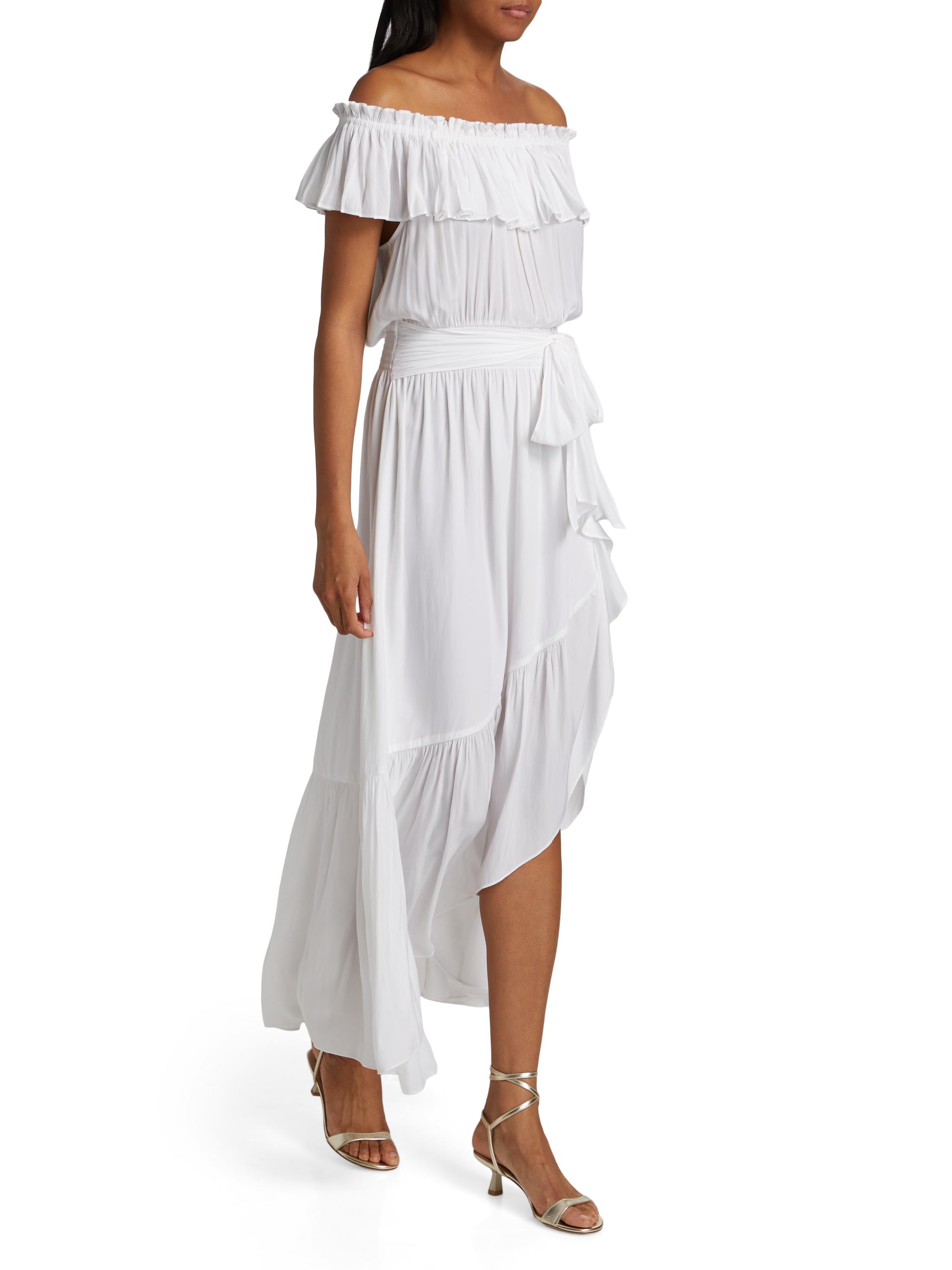 Ramy Brook Gloria Off-The-Shoulder Tie-Waist Midi-Dress | Saks