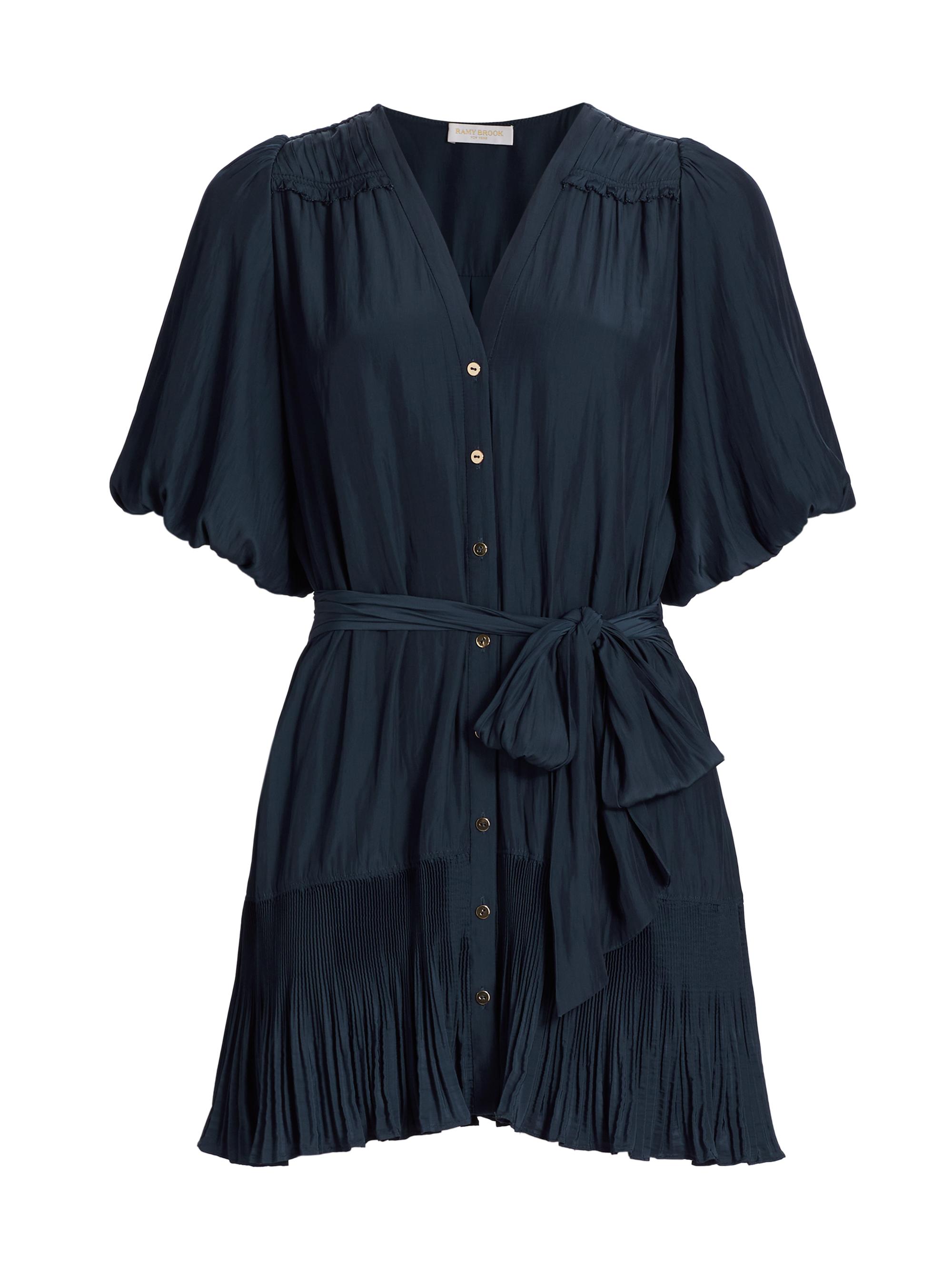 Ramy Brook Women's Florencia Tie-Waist V-Neck Minidress - Spring Navy