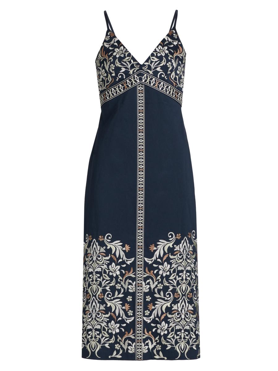 Ramy Brook Constanza Embroidered Stretch-Cotton Midi-Dress | Saks