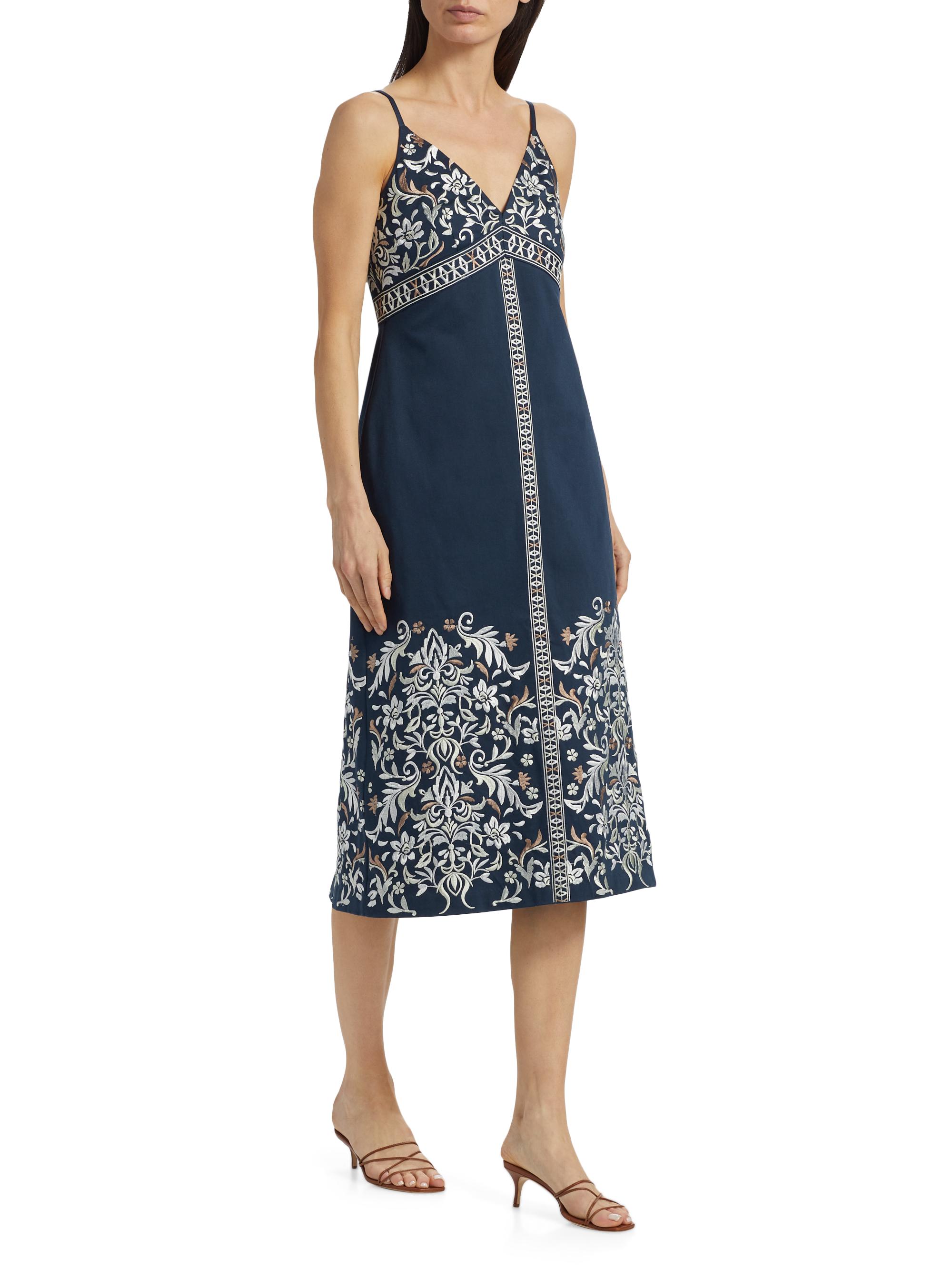 Ramy Brook Constanza Embroidered Stretch-Cotton Midi-Dress | Saks