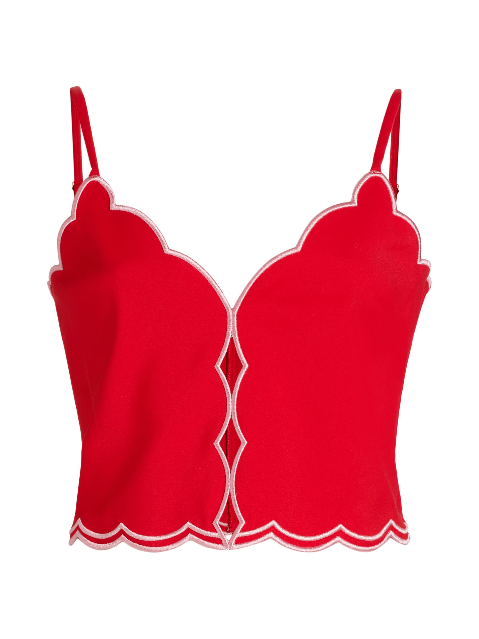 Ramy Brook Women's Tilda Cotton-Blend Scalloped Crop Top - Flame