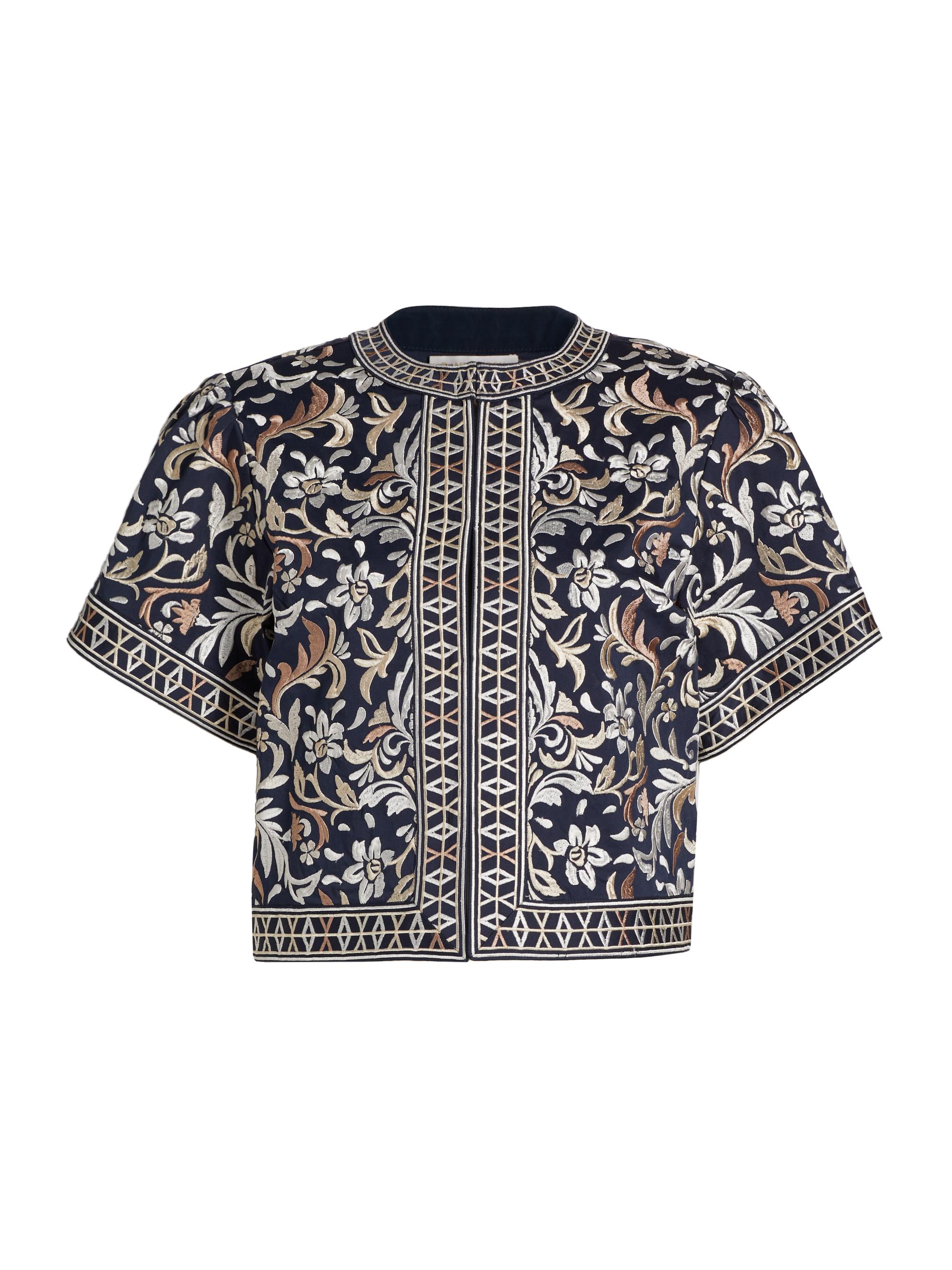 Ramy Brook Women's Maya Embroidered Stretch-Cotton Jacket - Neutral Playa