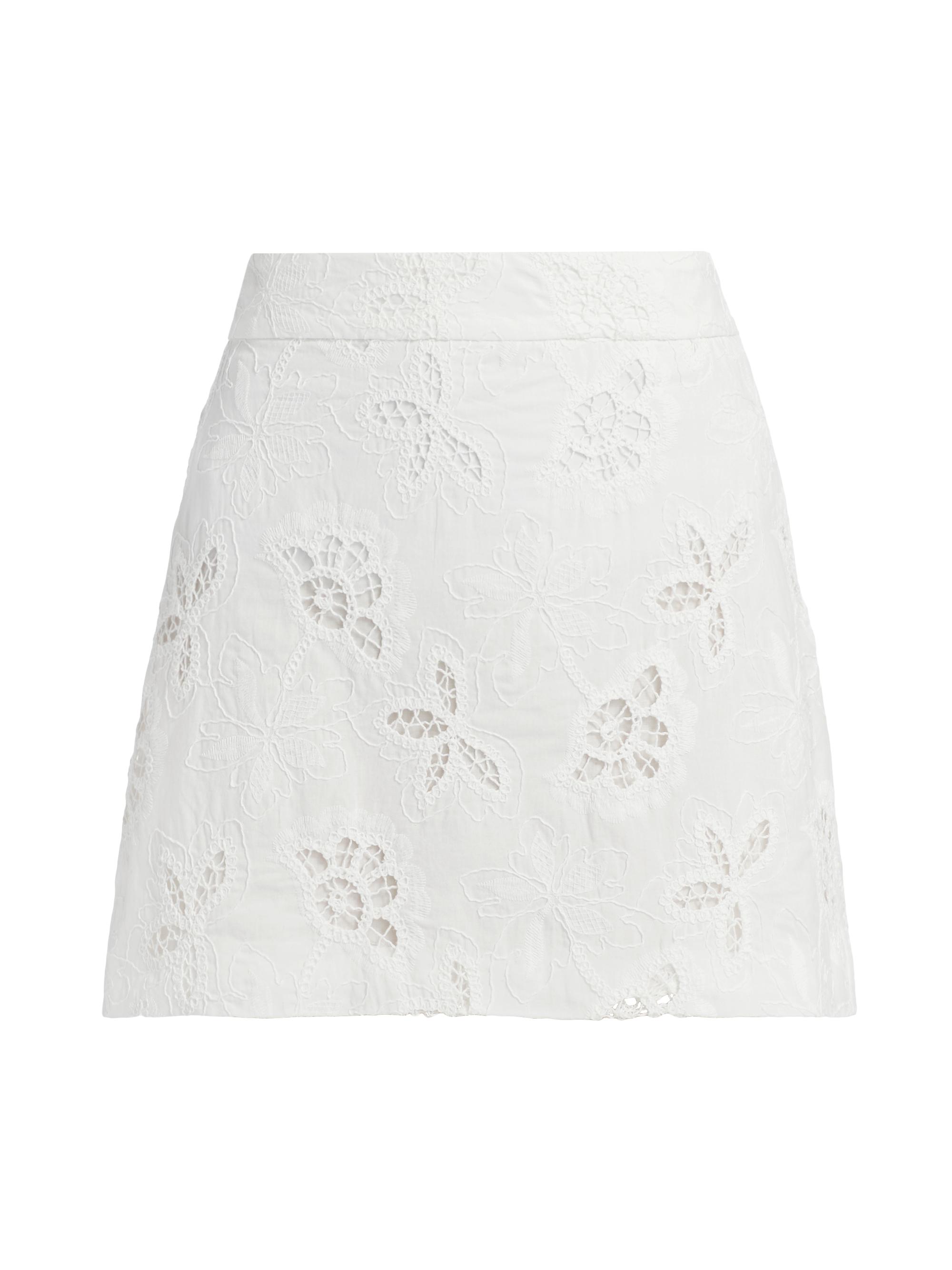 Ramy Brook Women's Dawn Lace Cotton A-Line Miniskirt - White Flower