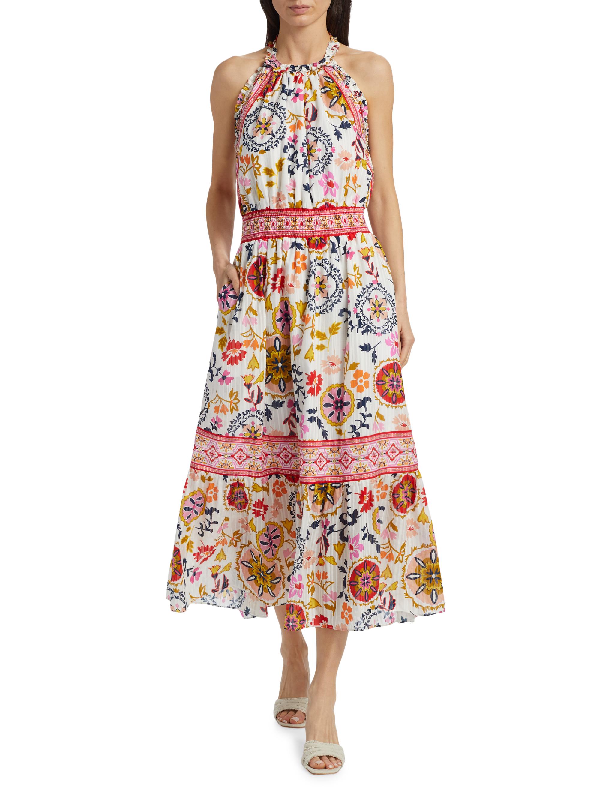 Ramy Brook Delia Floral Cotton-Blend Halterneck Midi-Dress | Saks Fifth  Avenue