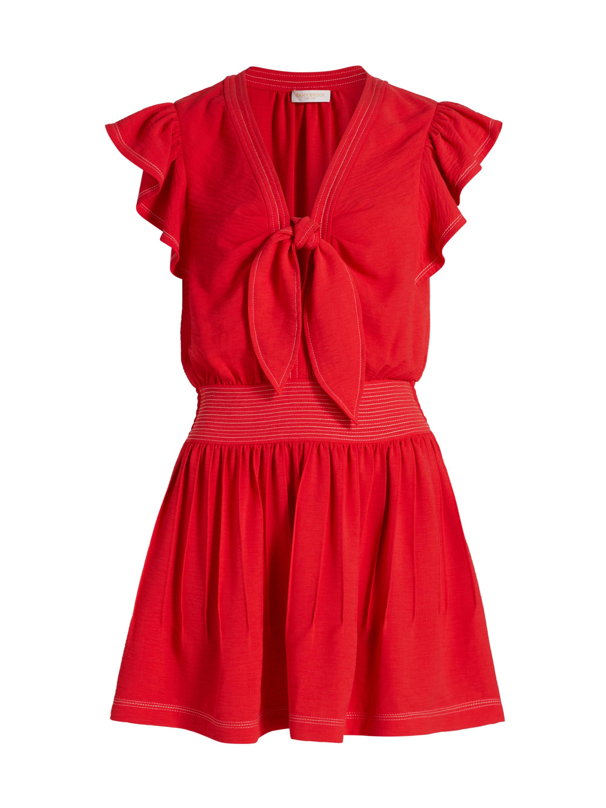 Ramy Brook Women's Araceli Flutter-Sleeve Minidress - Flame