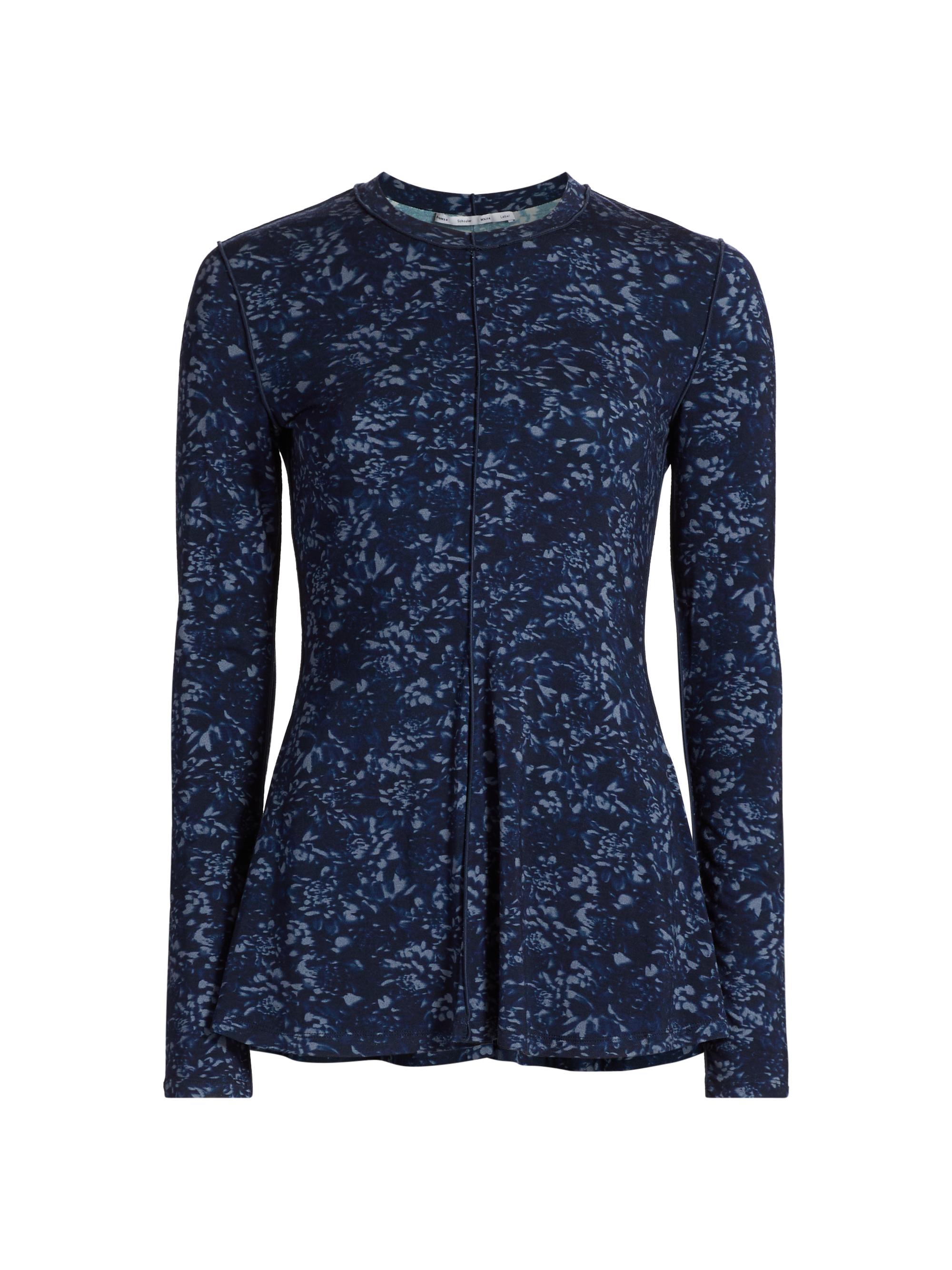 Proenza Schouler White Label Women's Audrey Printed Jersey Top - Navy Slate