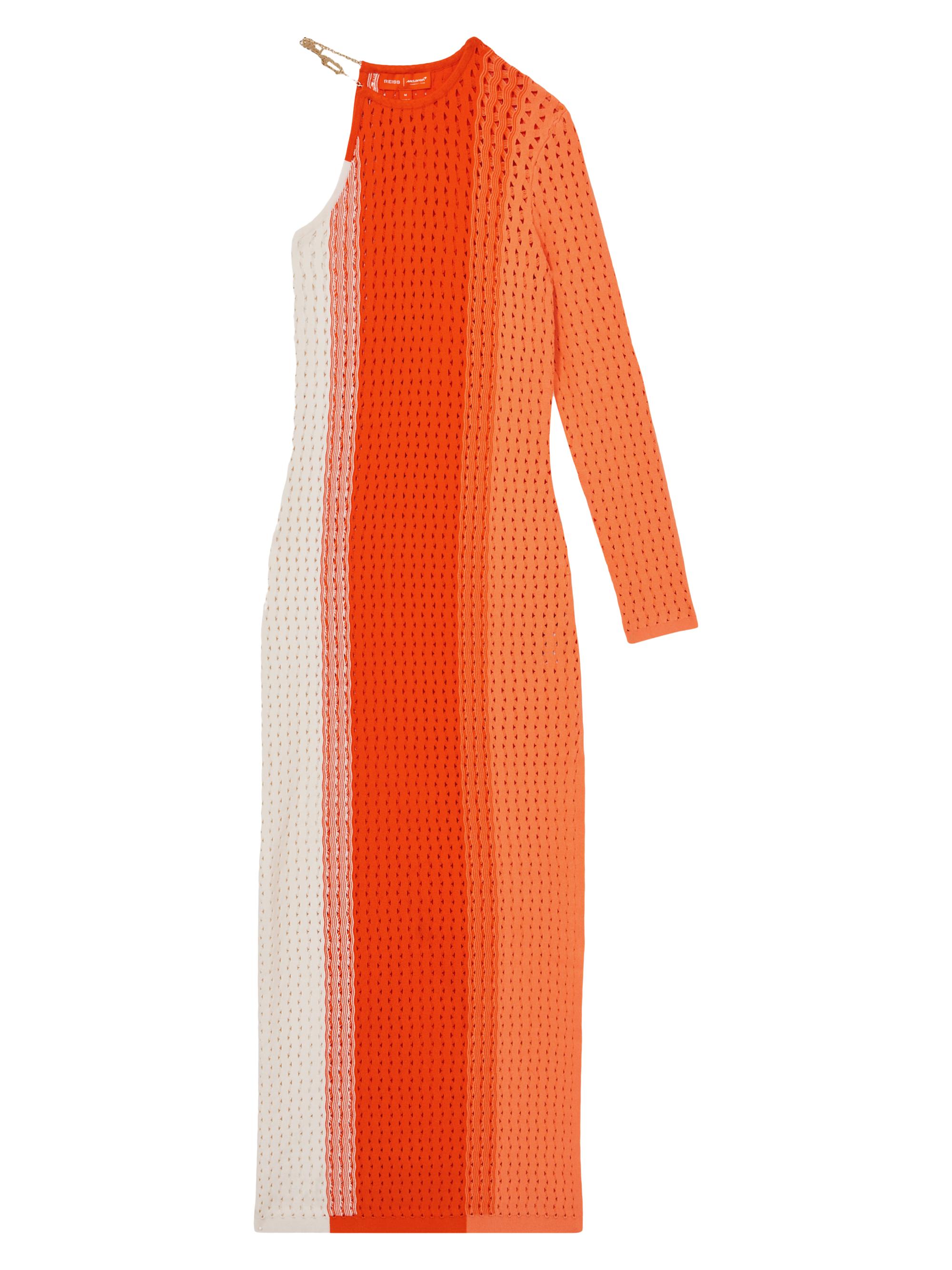 Reiss Women's Rena One-Sleeve Striped Knit Maxi Dress - Papaya Orange