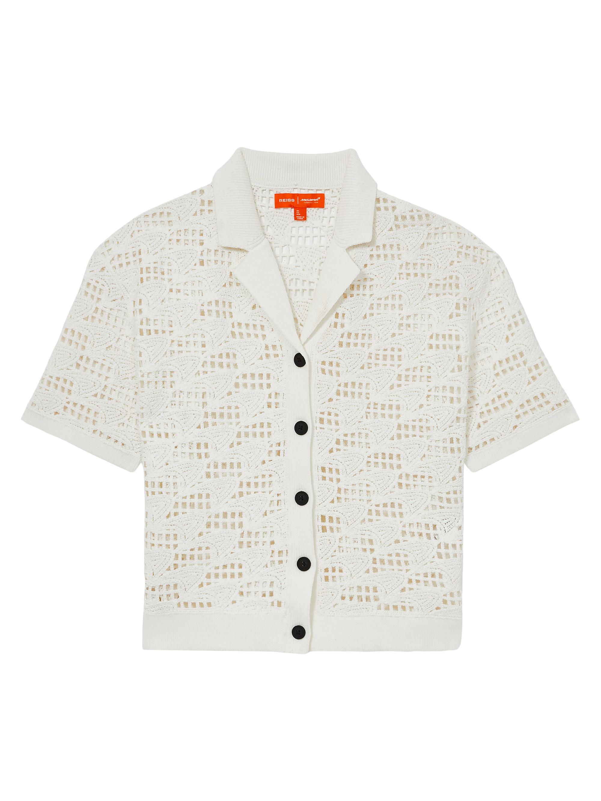 Reiss Women's McLaren Fleur Crochet Shirt - White