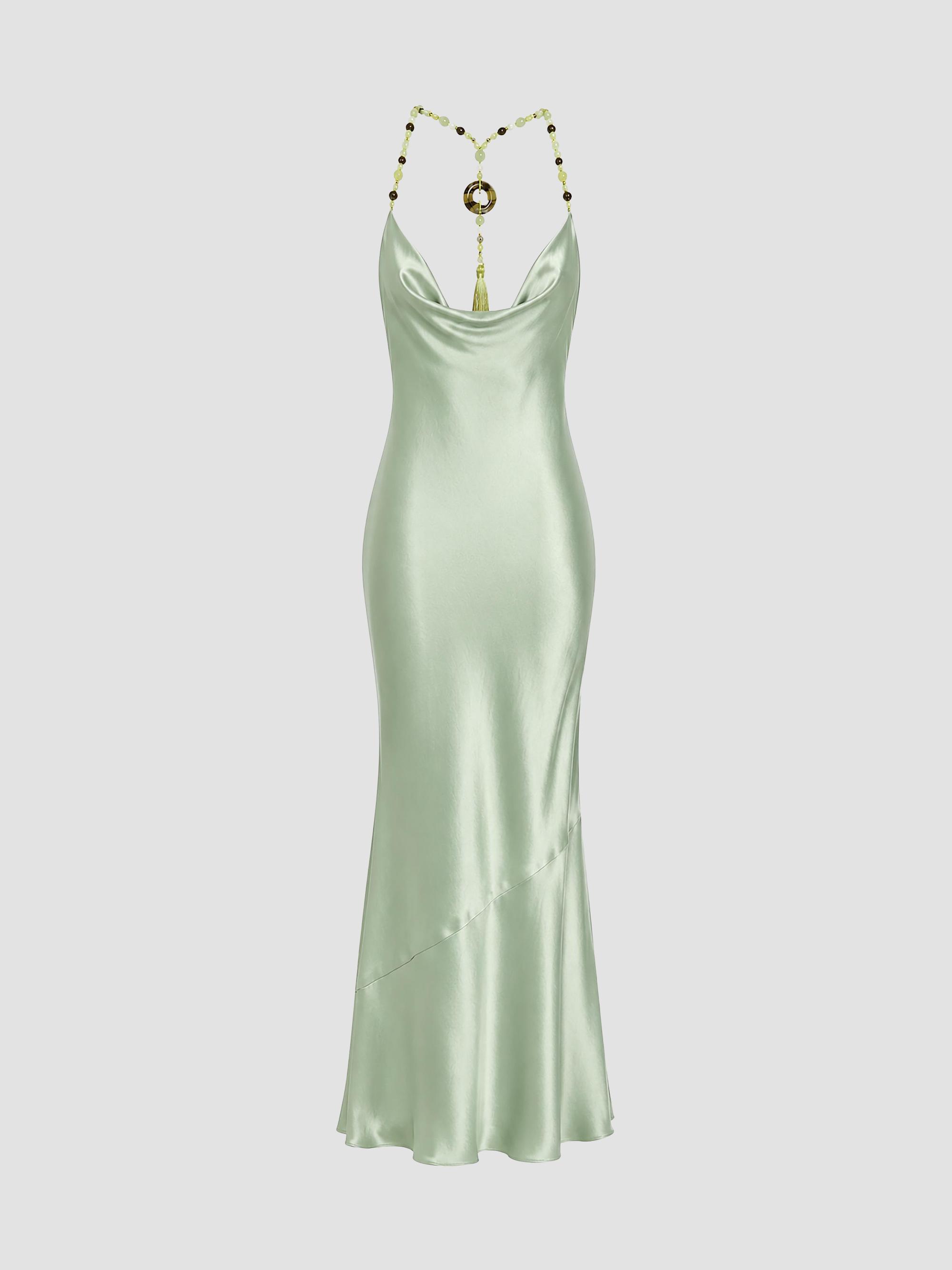 retrofete everly halter lace-trim satin maxi dress Everly Lace Dress  Retrofete