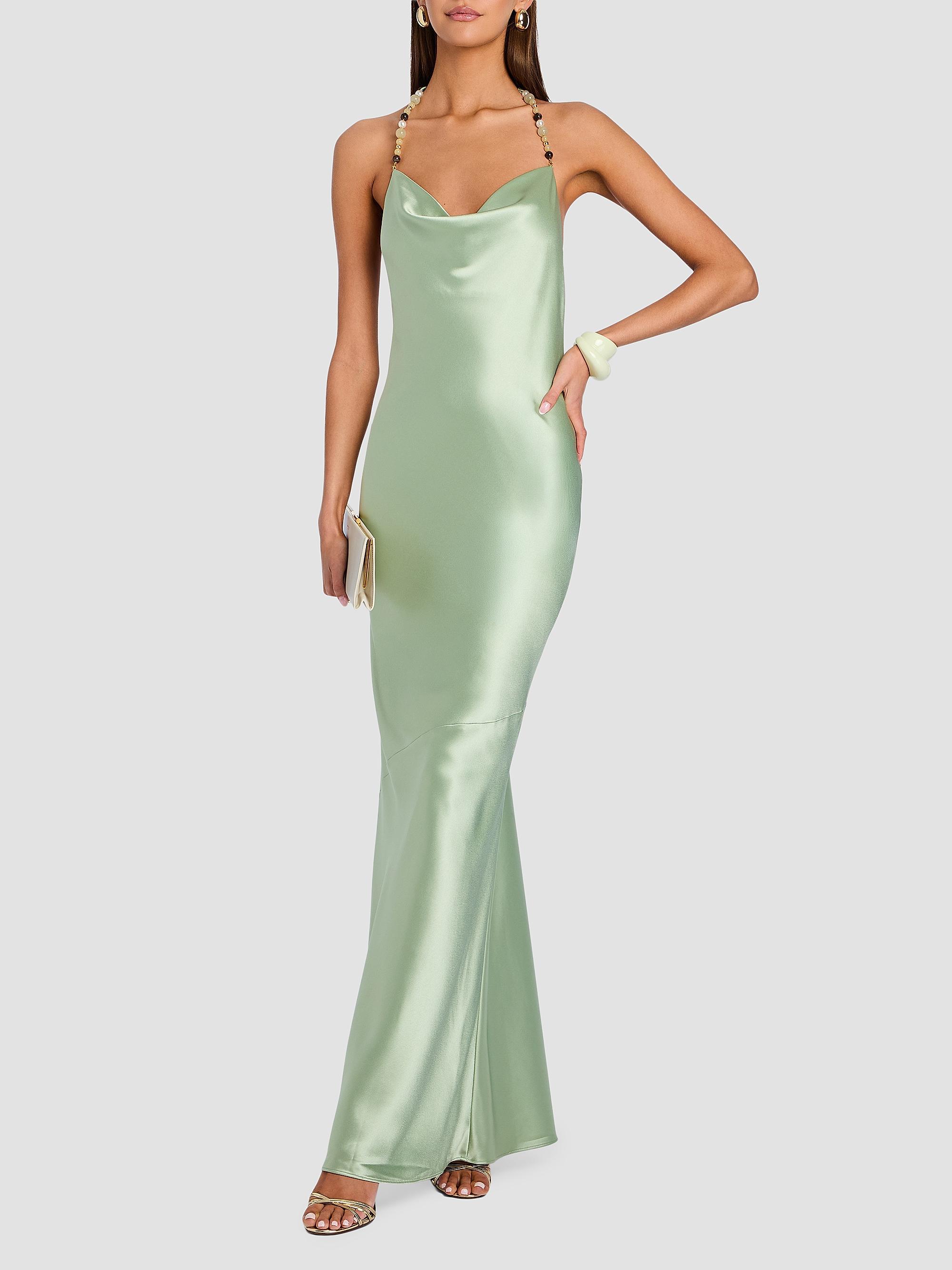 coast beaded satin maxi dress Retrofete Women's Finley Halter - Green - Size S Model measurements material:wood effect Used 90s Dresses On Clothing Size:4