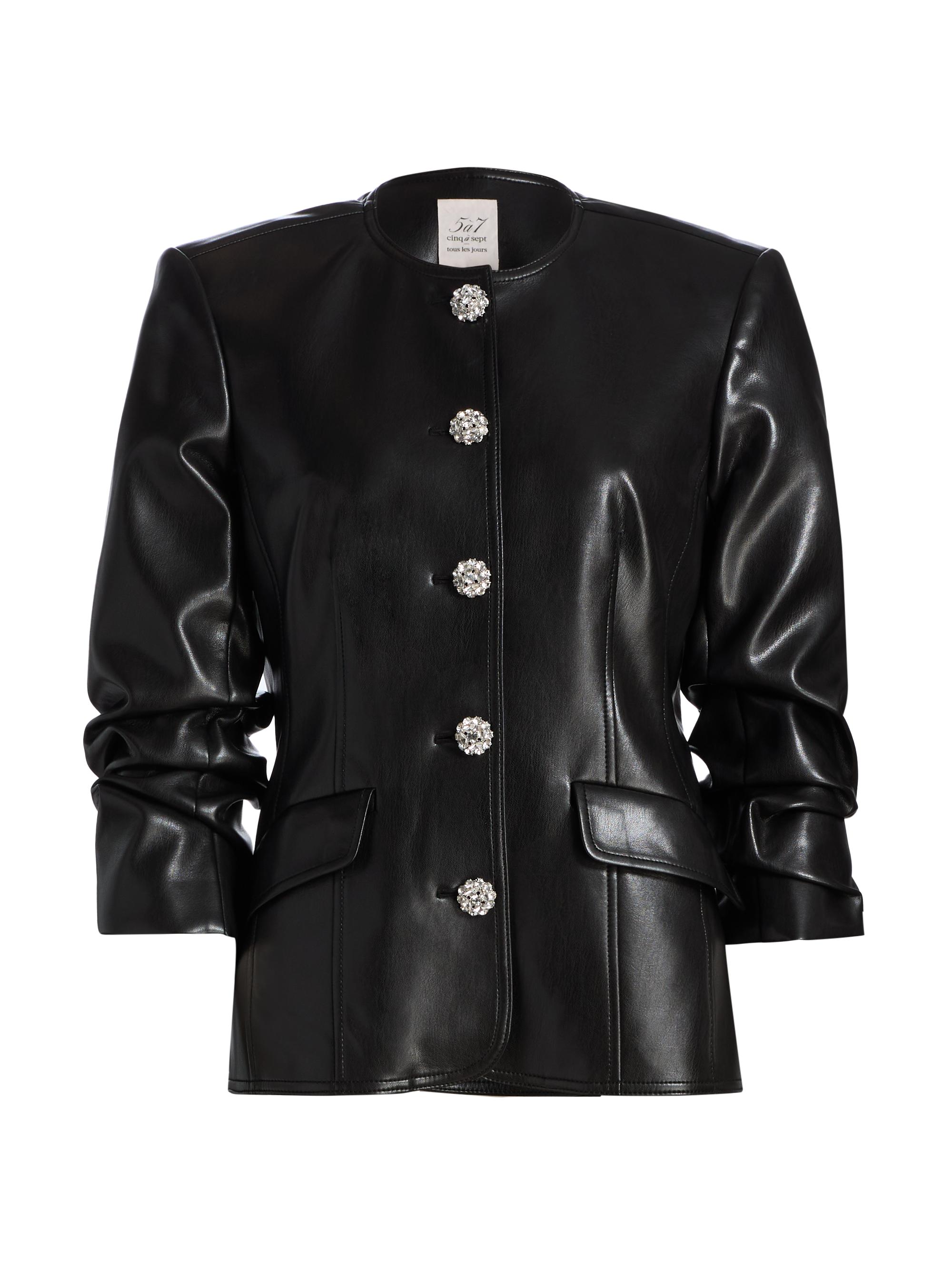 Cinq à Sept Louisa Vegan Leather Scrunched Jacket | Saks Fifth Avenue