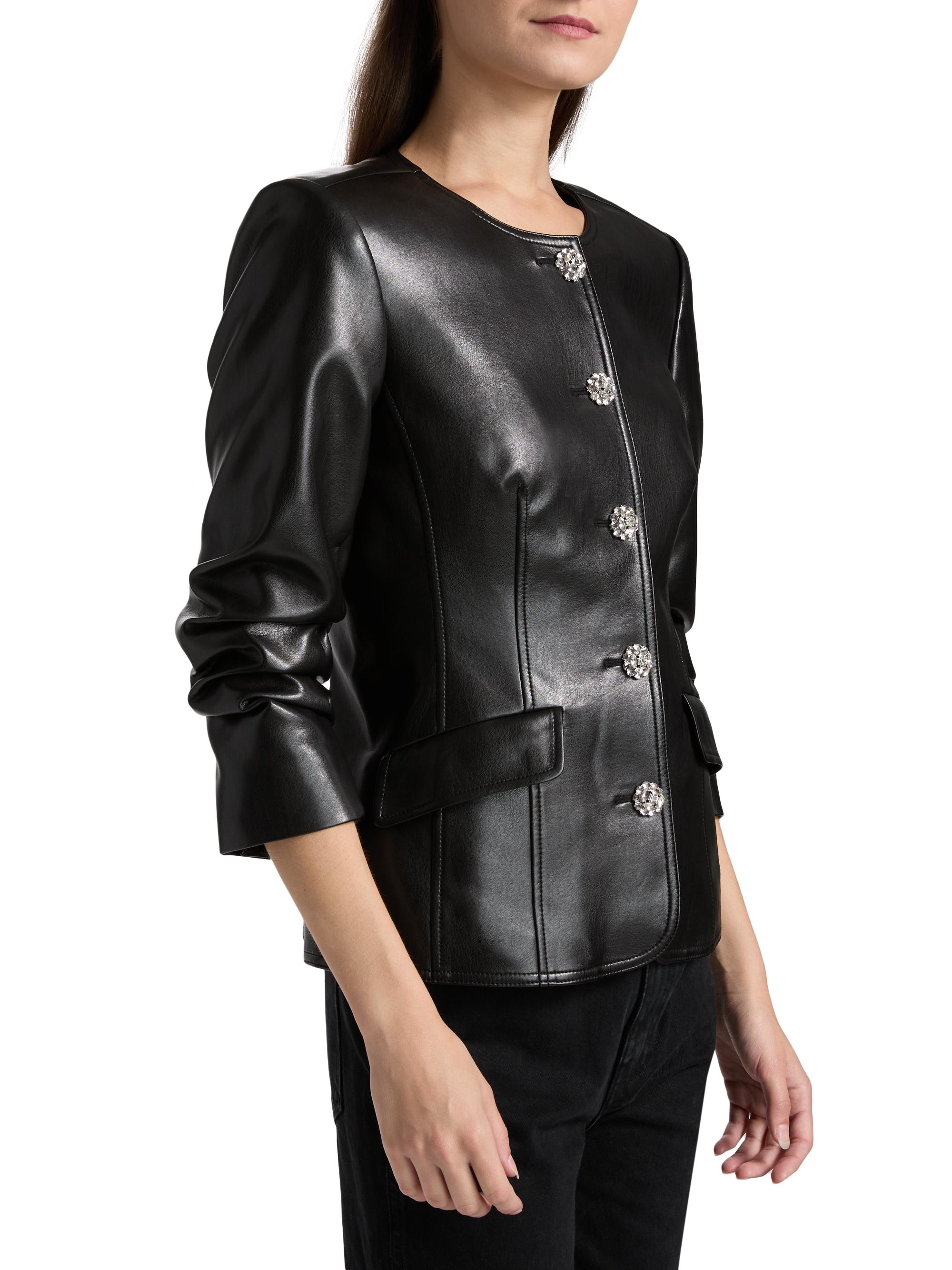 Cinq à Sept Chris Ruched Faux-Leather Jacket | Saks Fifth Avenue