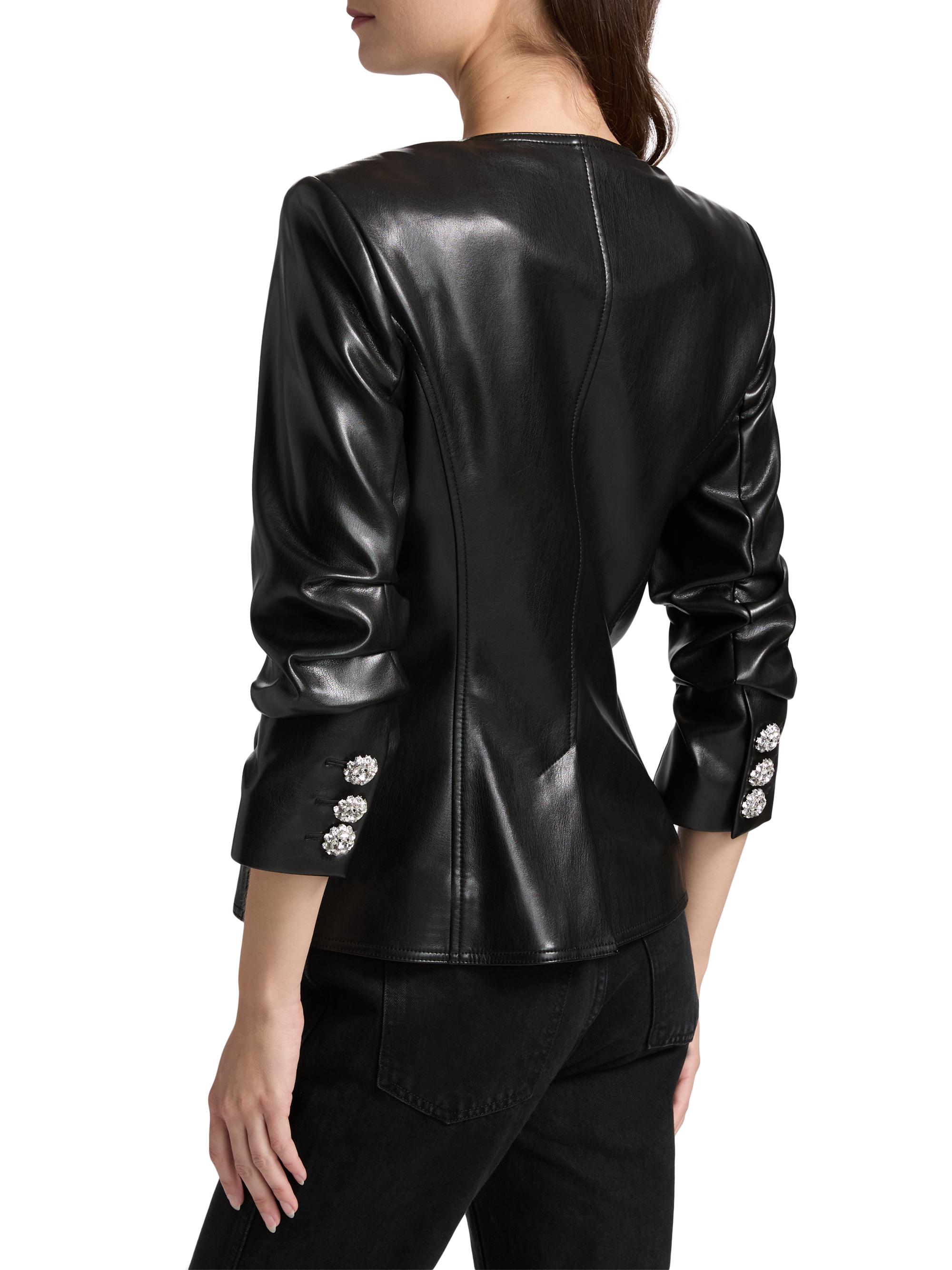 Cinq à Sept Chris Ruched Faux-Leather Jacket | Saks Fifth Avenue