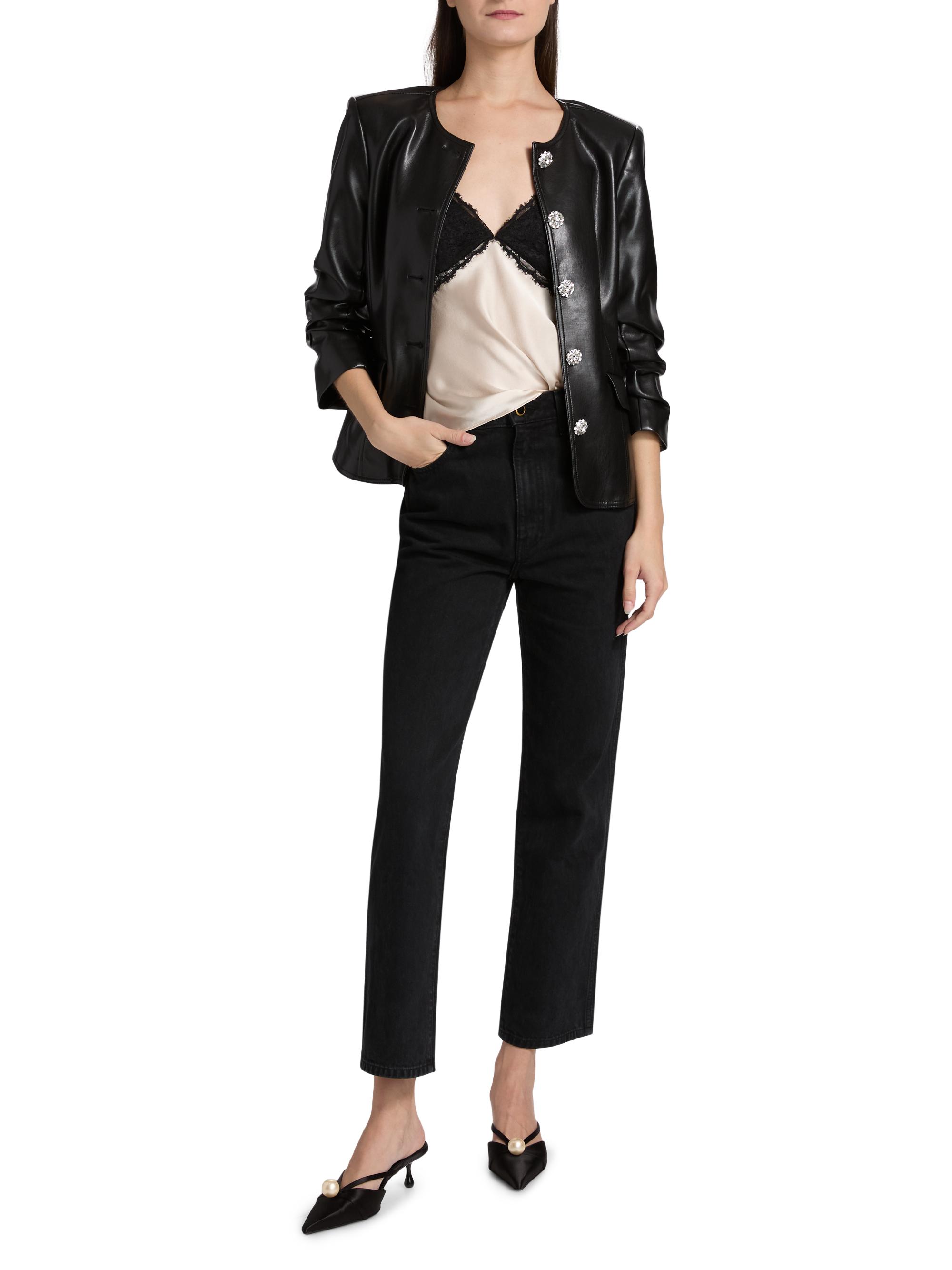 Cinq à Sept Chris Ruched Faux-Leather Jacket | Saks Fifth Avenue