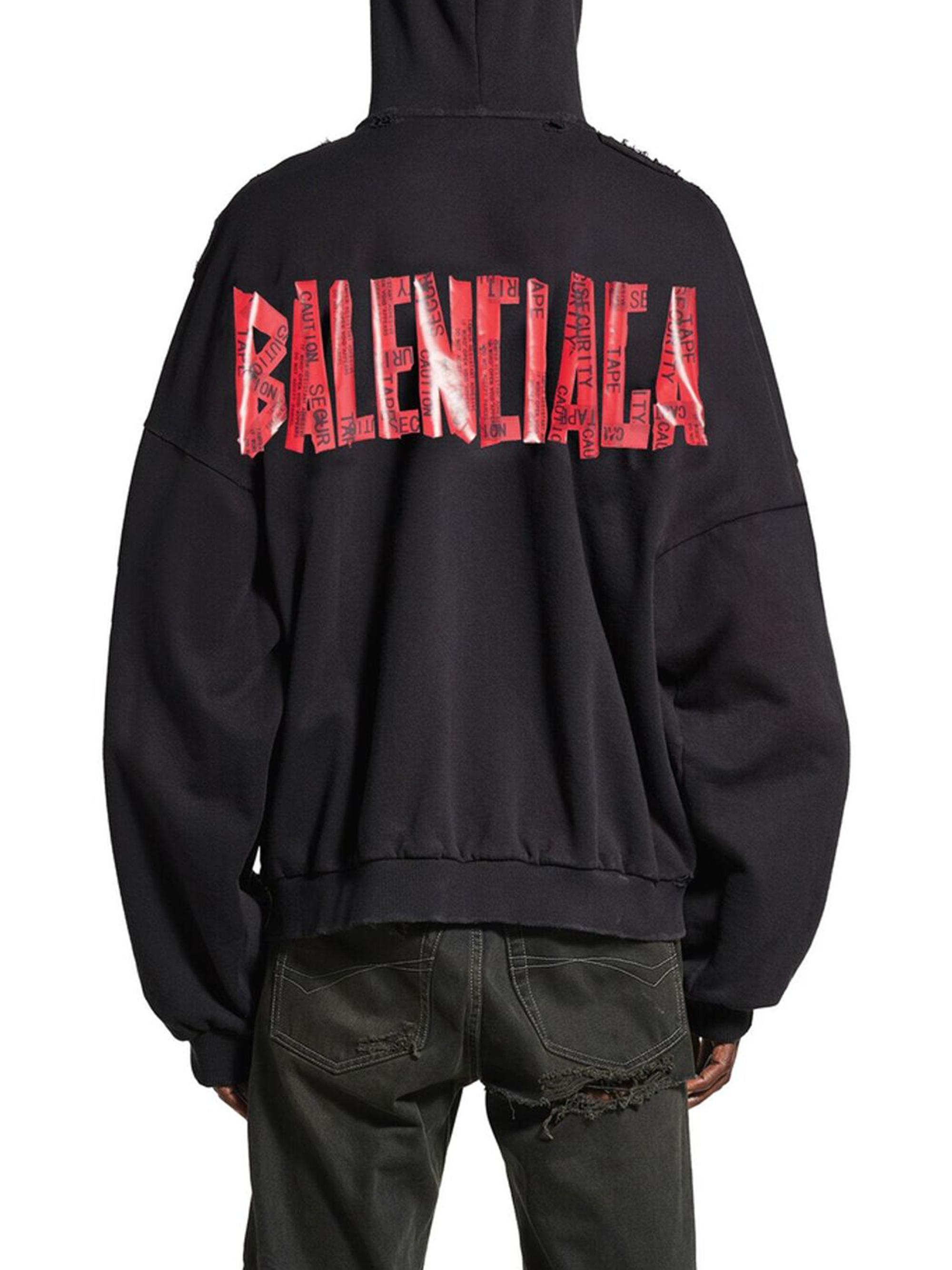 Balenciaga Security Tape Logo Zip-Up Hoodie | Saks Fifth Avenue
