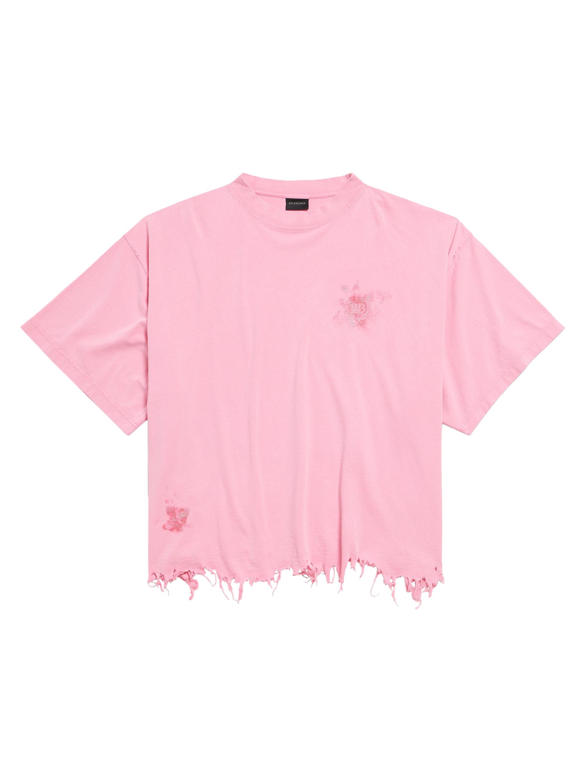 Balenciaga Women's Nail Polish Cropped T-Shirt - Baby Pink