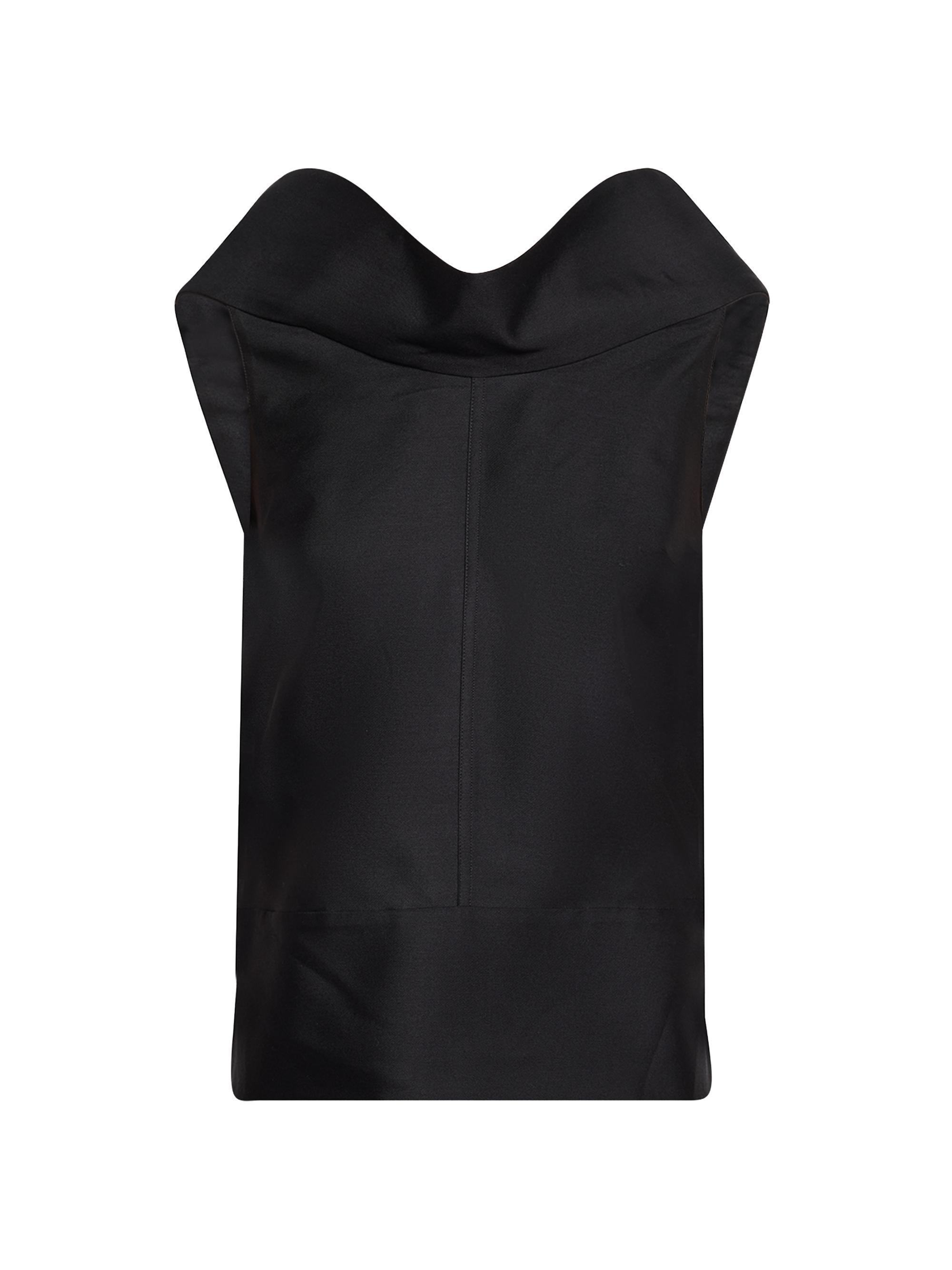 Brandon Maxwell Women's Bowie Wool-Silk Drapeneck Top - Black