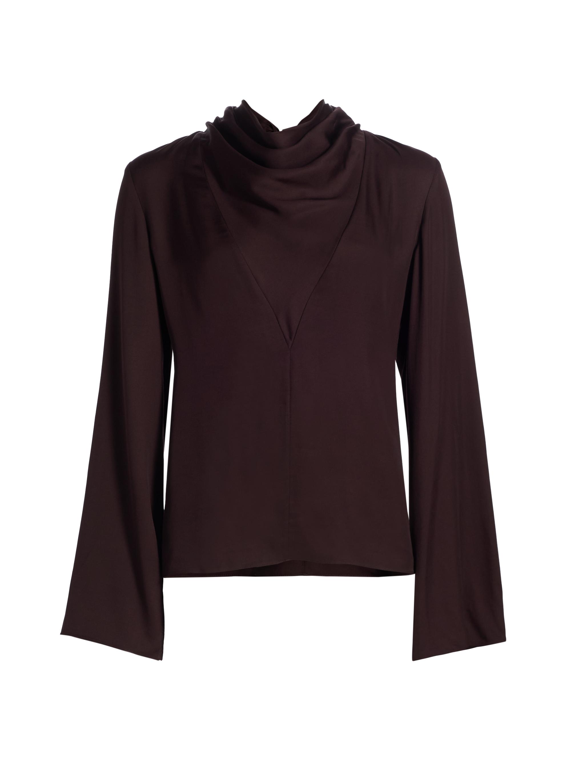Brandon Maxwell Women's Isla Cowlneck Blouse - Espresso
