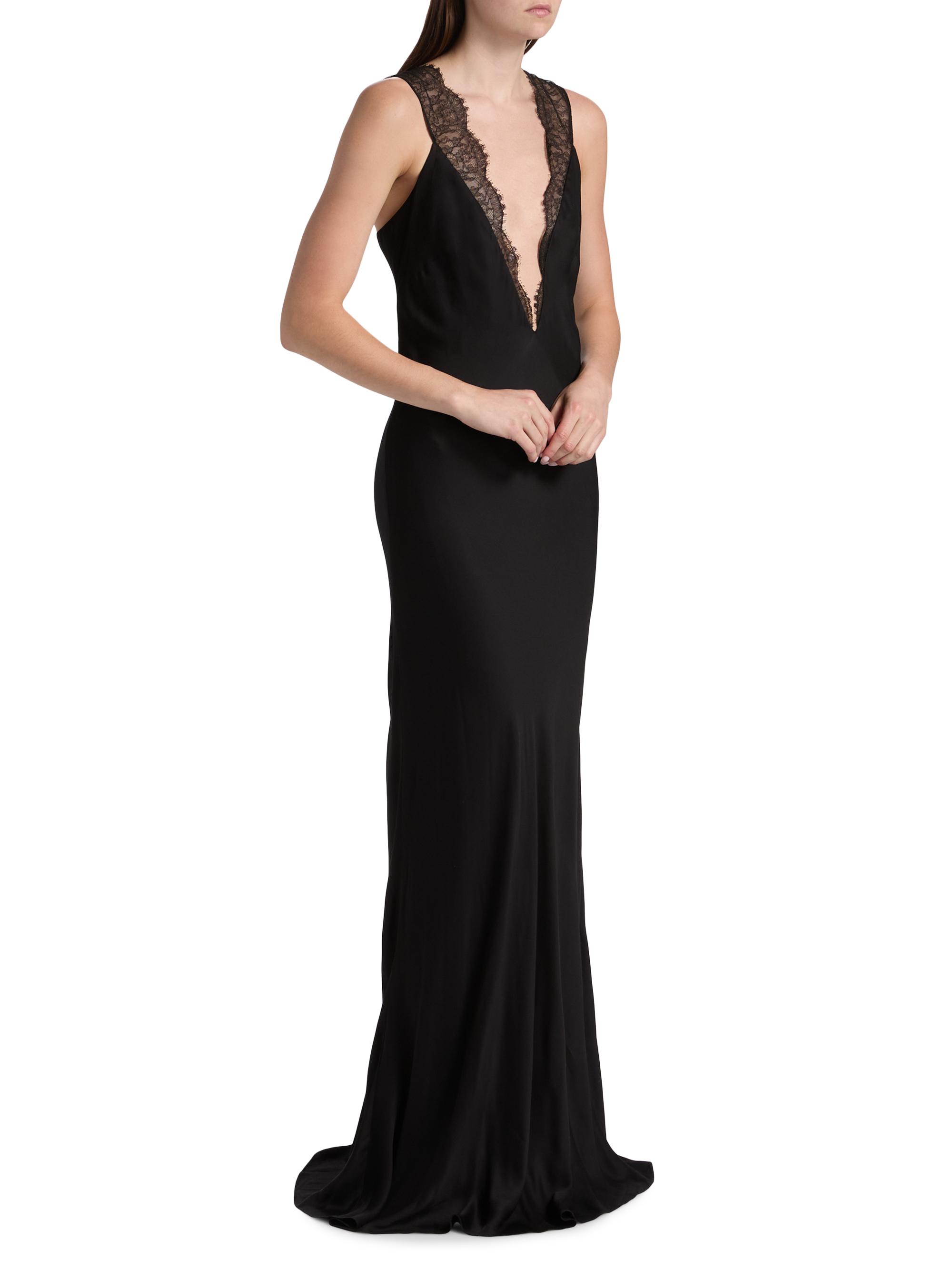 MARLEN マーレン オデュッセイア スリムライン ブラックバーレイ Brandon Maxwell The Malone Lace-Trim Gown | Saks Fifth Avenue