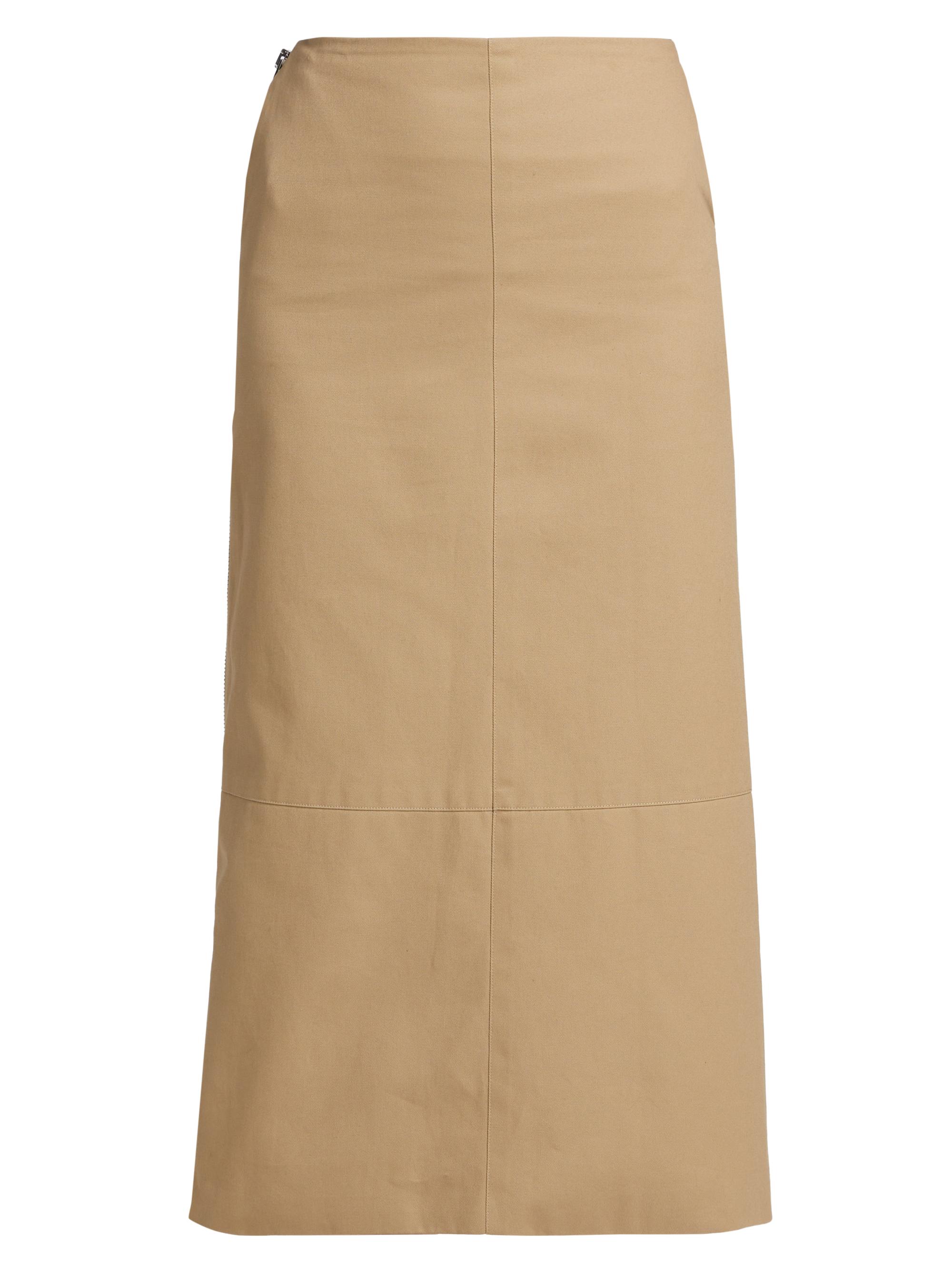 Brandon Maxwell Women's The Avery Side-Zip Cotton Midi-Skirt - Khaki