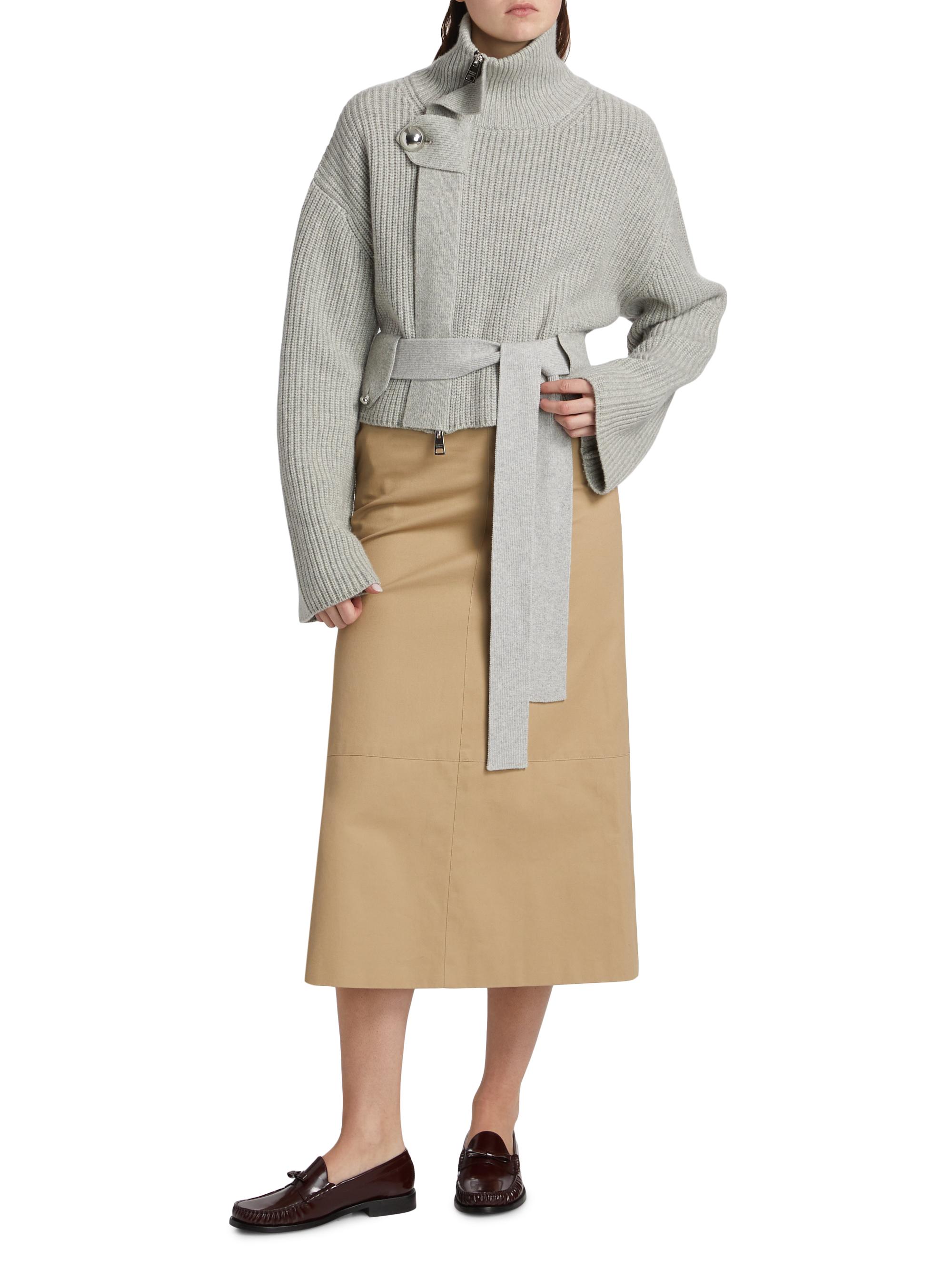 Brandon Maxwell The Neal Zip-Front Belted Sweater | Saks Fifth Avenue