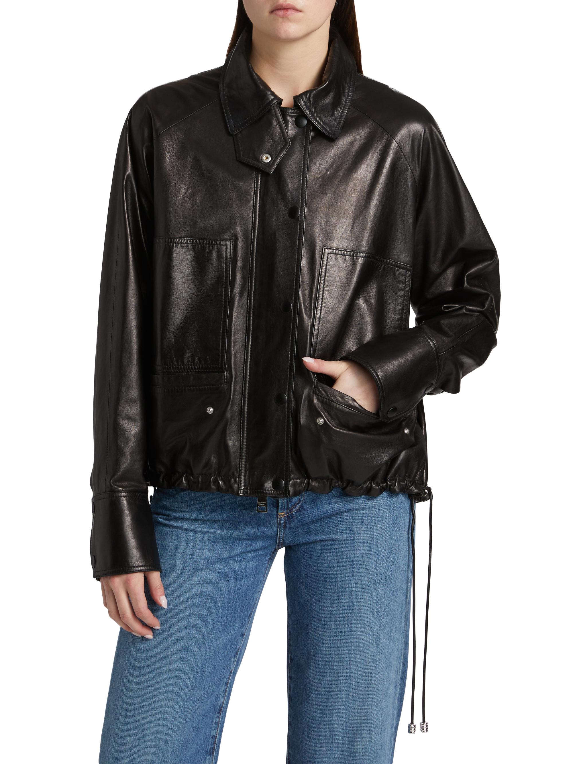Brandon Maxwell The Harper Drawcord Leather Jacket | Saks Fifth Avenue