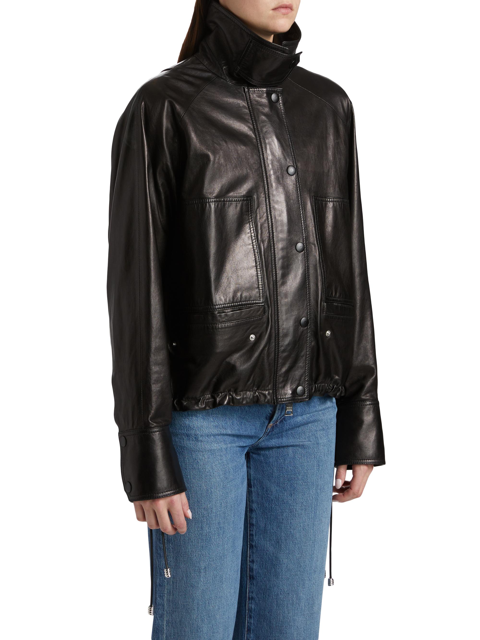 Brandon Maxwell The Harper Drawcord Leather Jacket | Saks Fifth Avenue