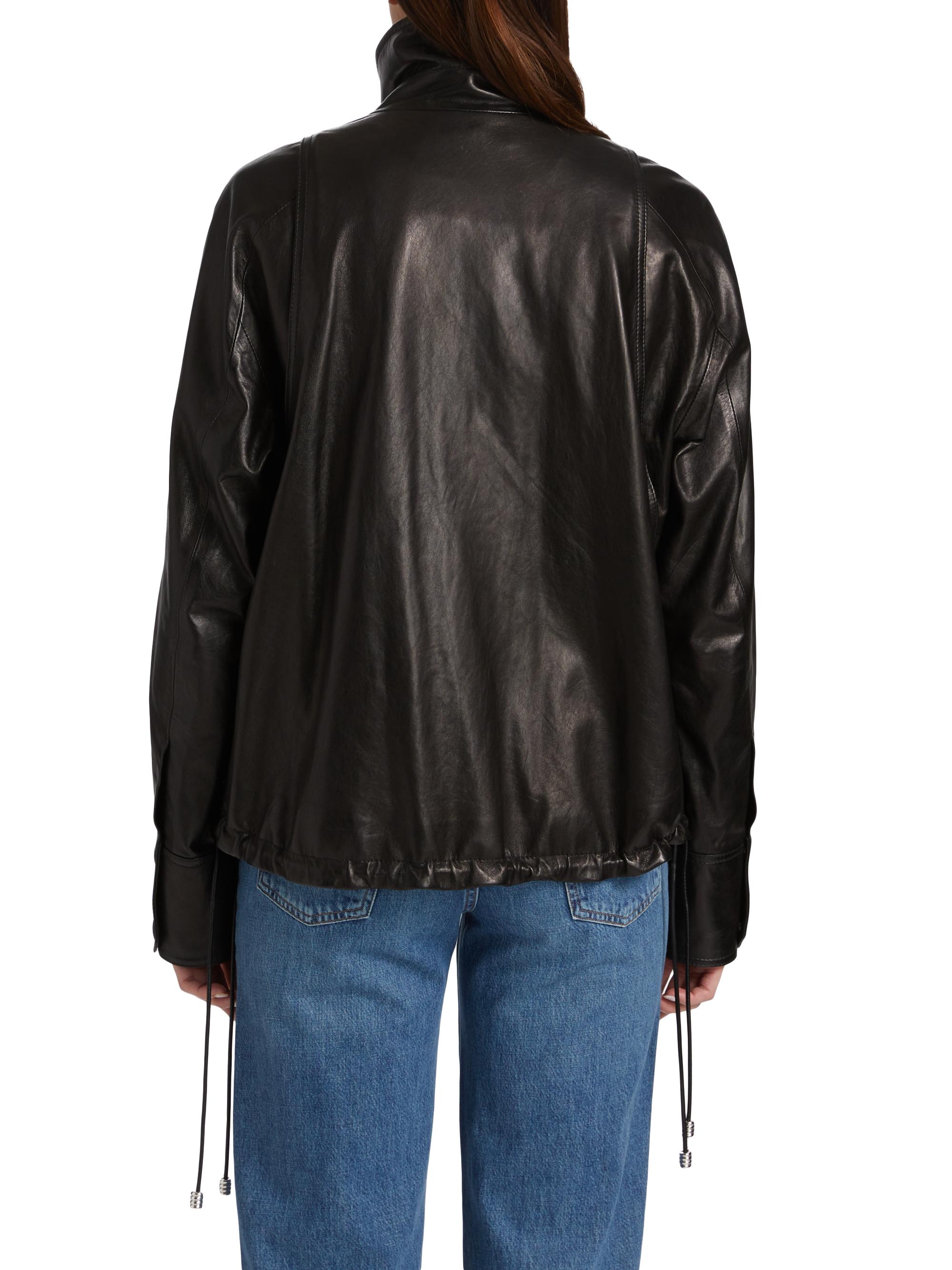 Brandon Maxwell The Harper Drawcord Leather Jacket | Saks Fifth Avenue
