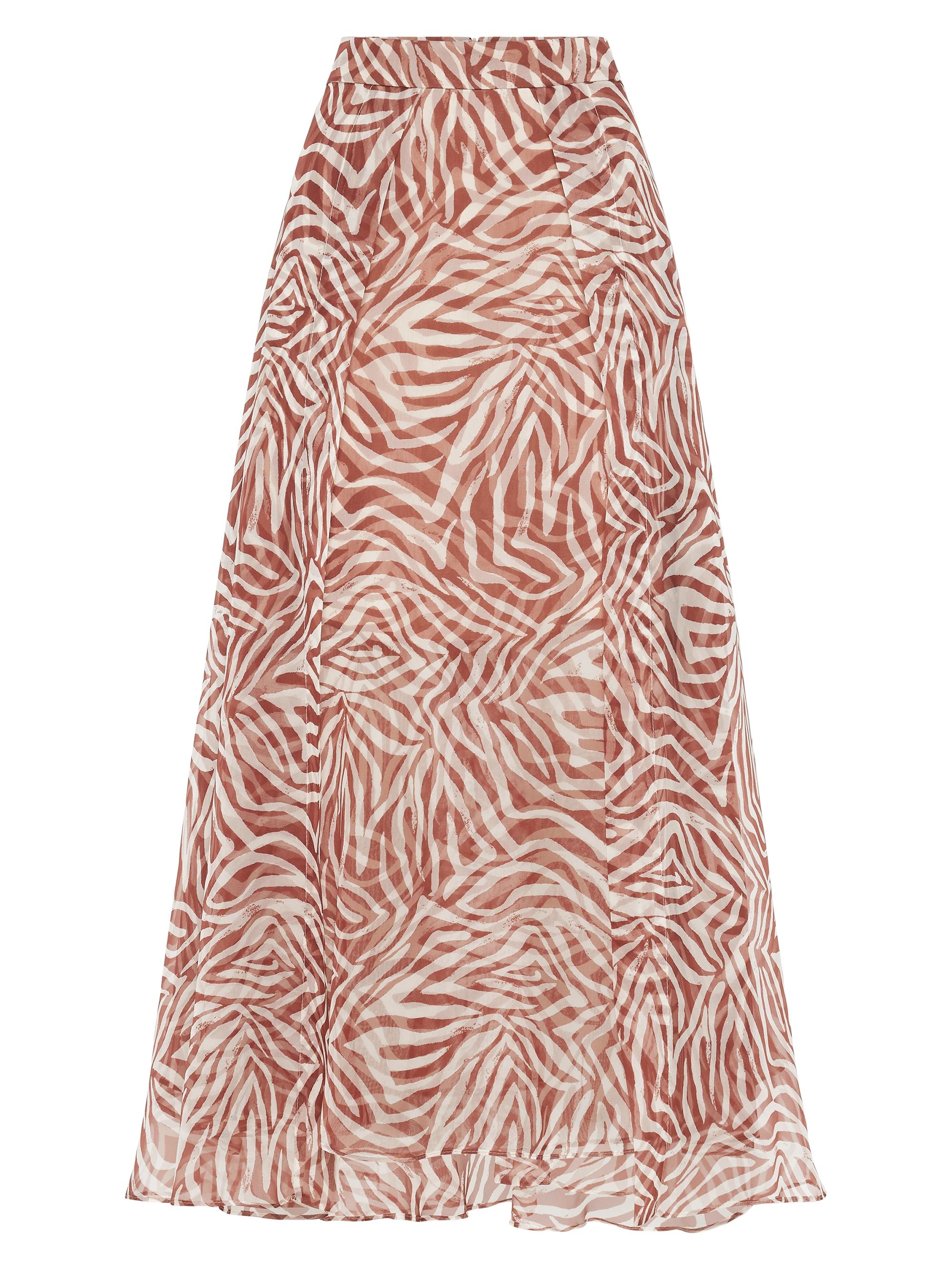 Brunello Cucinelli Women's Silk Ethnic Print Organza Paneled Circle Skirt - Red