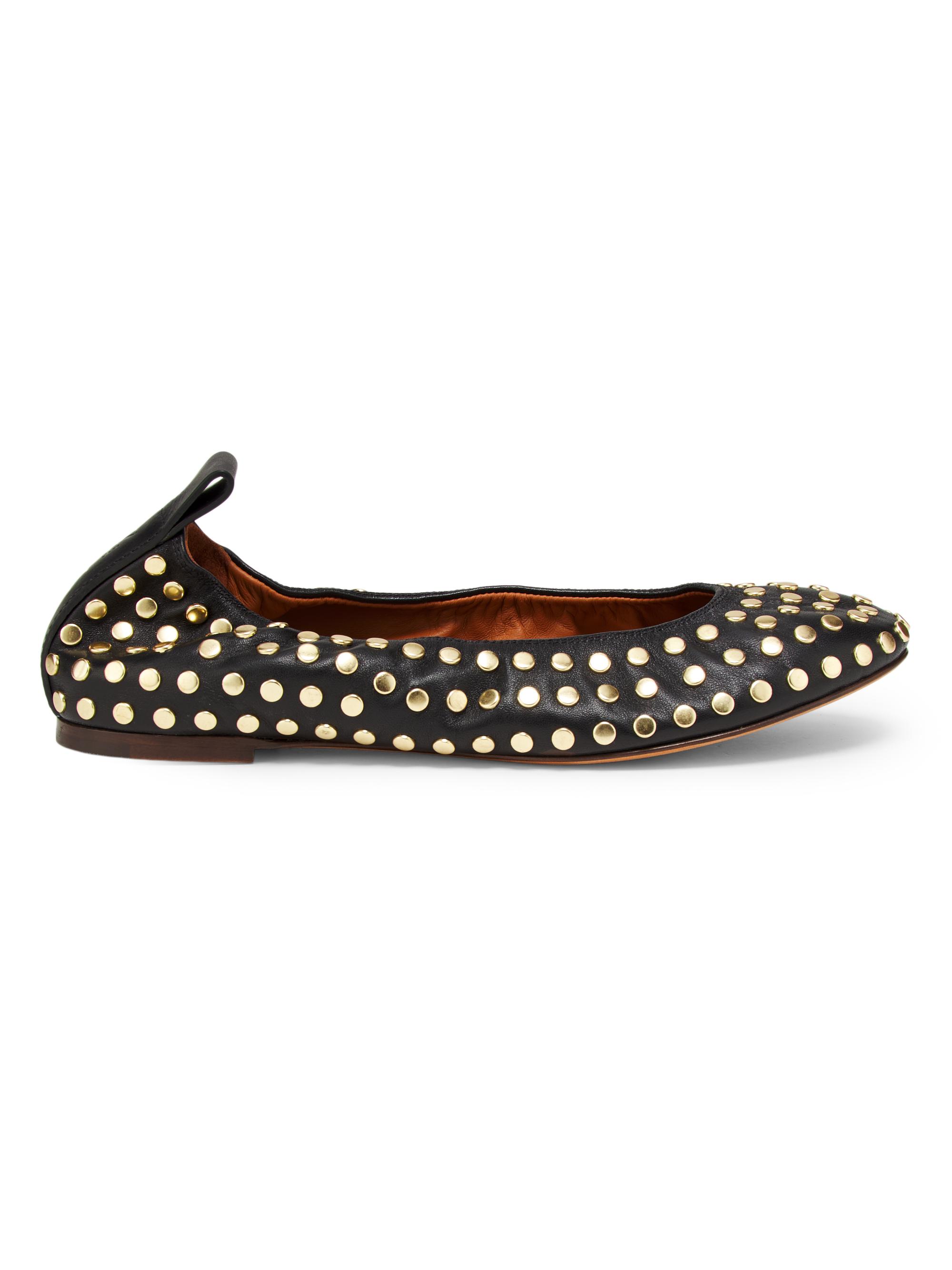 Lanvin Women's Studded Leather Ballerina Flats - Black