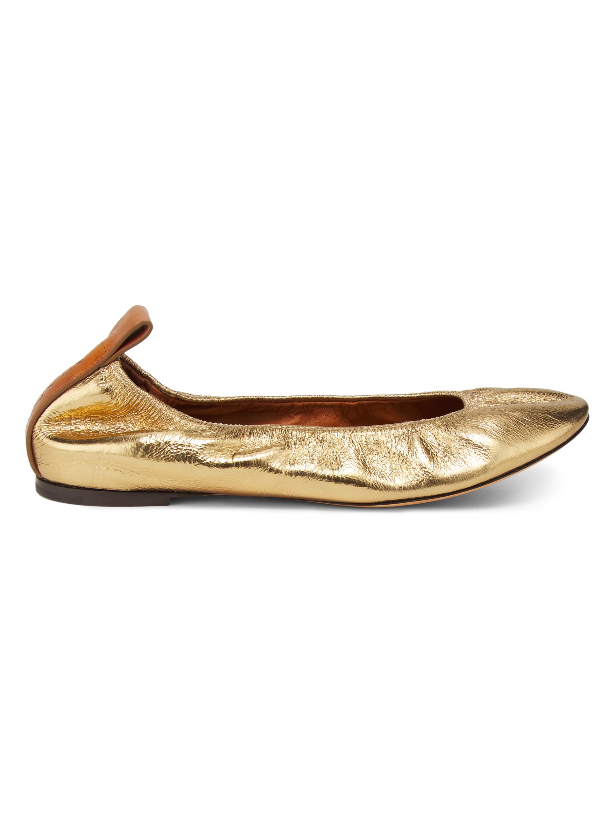 LANVIN ゴールド系 フラットシューズ Lanvin Metallic Leather Ballerina Flats | Saks Fifth Avenue