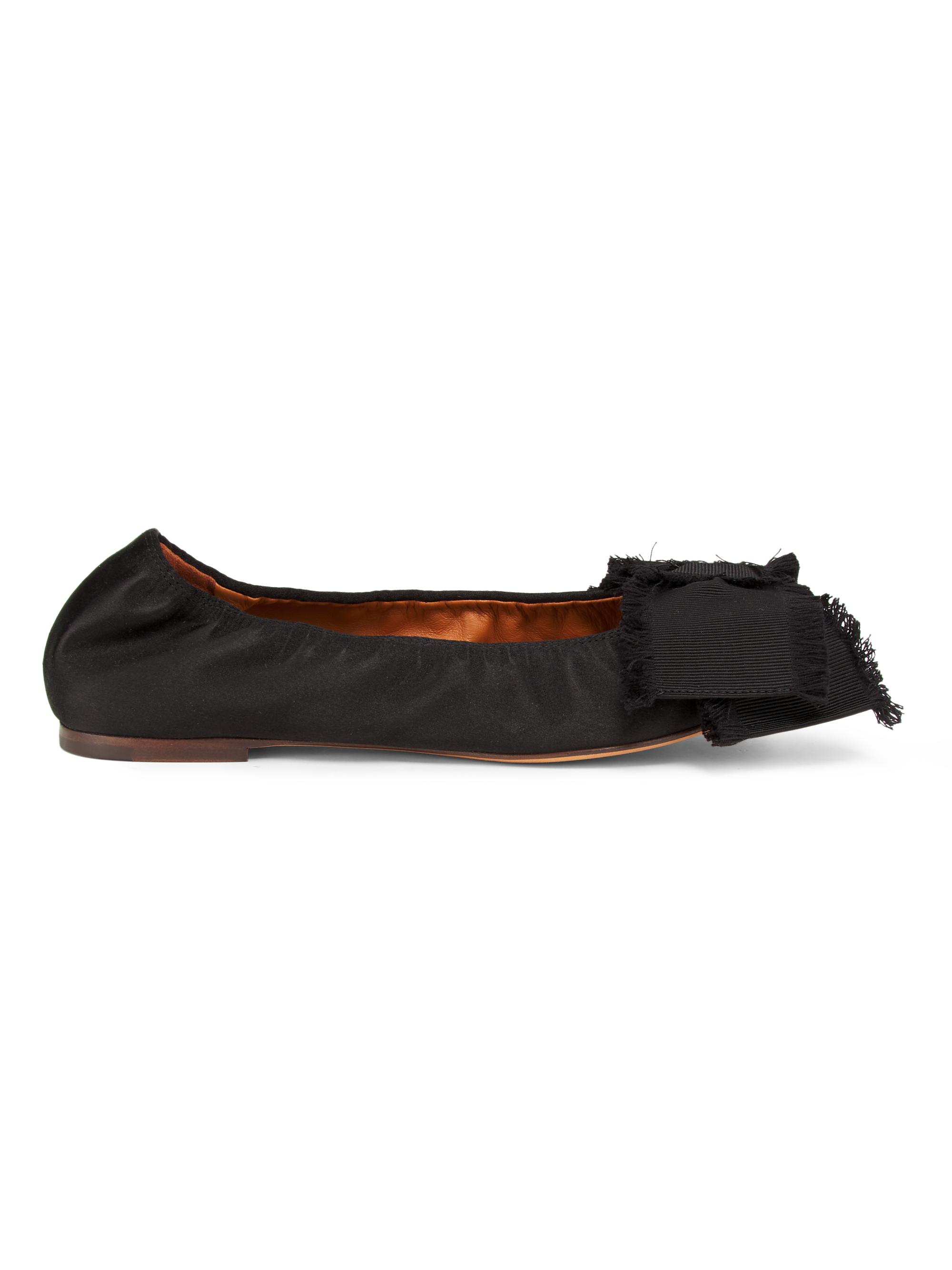 Lanvin Women's Satin Bow Ballerina Flats - Black