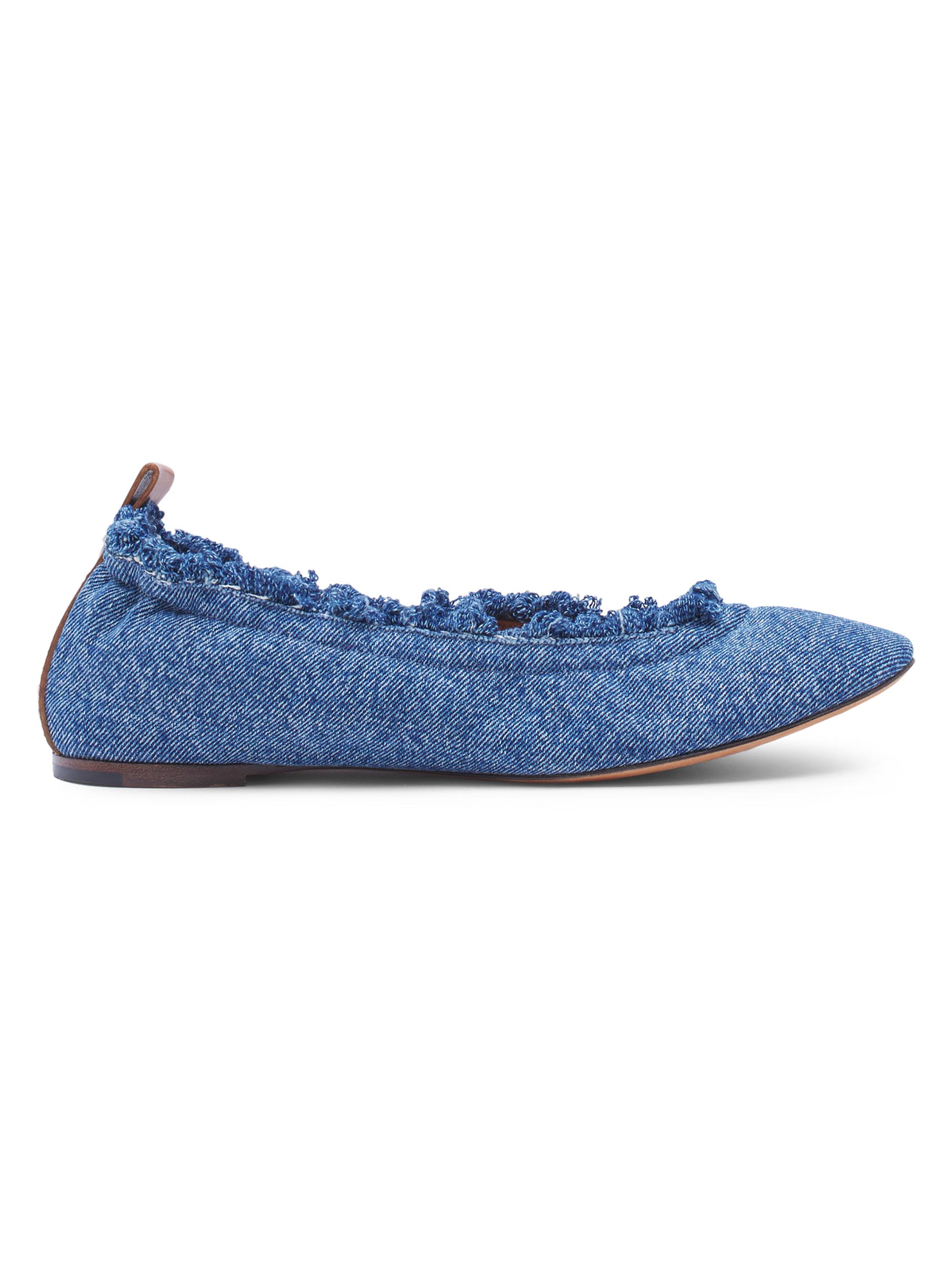 Lanvin Women's Ballerina Denim Flats - Denim Blue