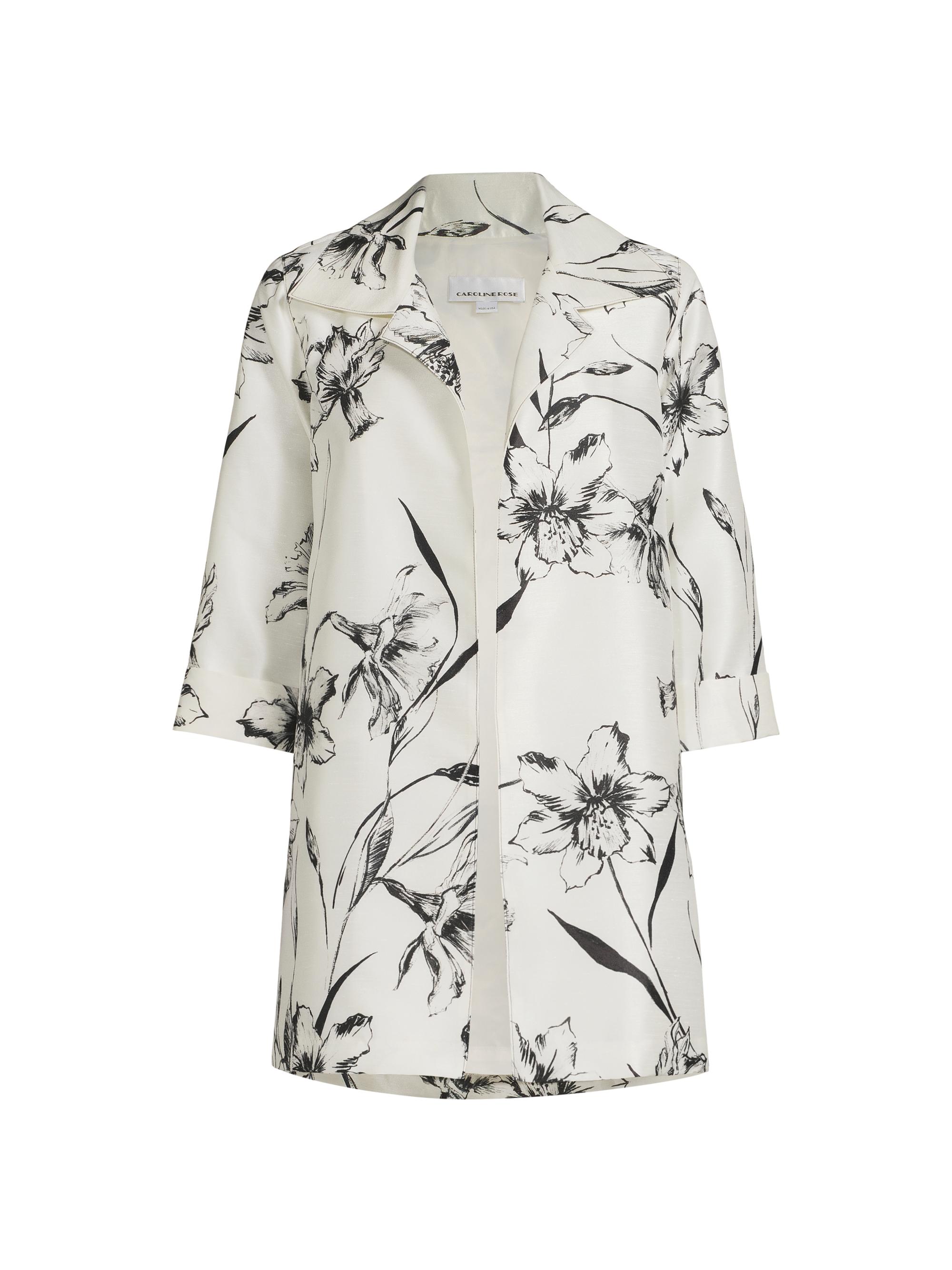 Caroline Rose Women's Garden Glamour Party Floral Jacket - Black