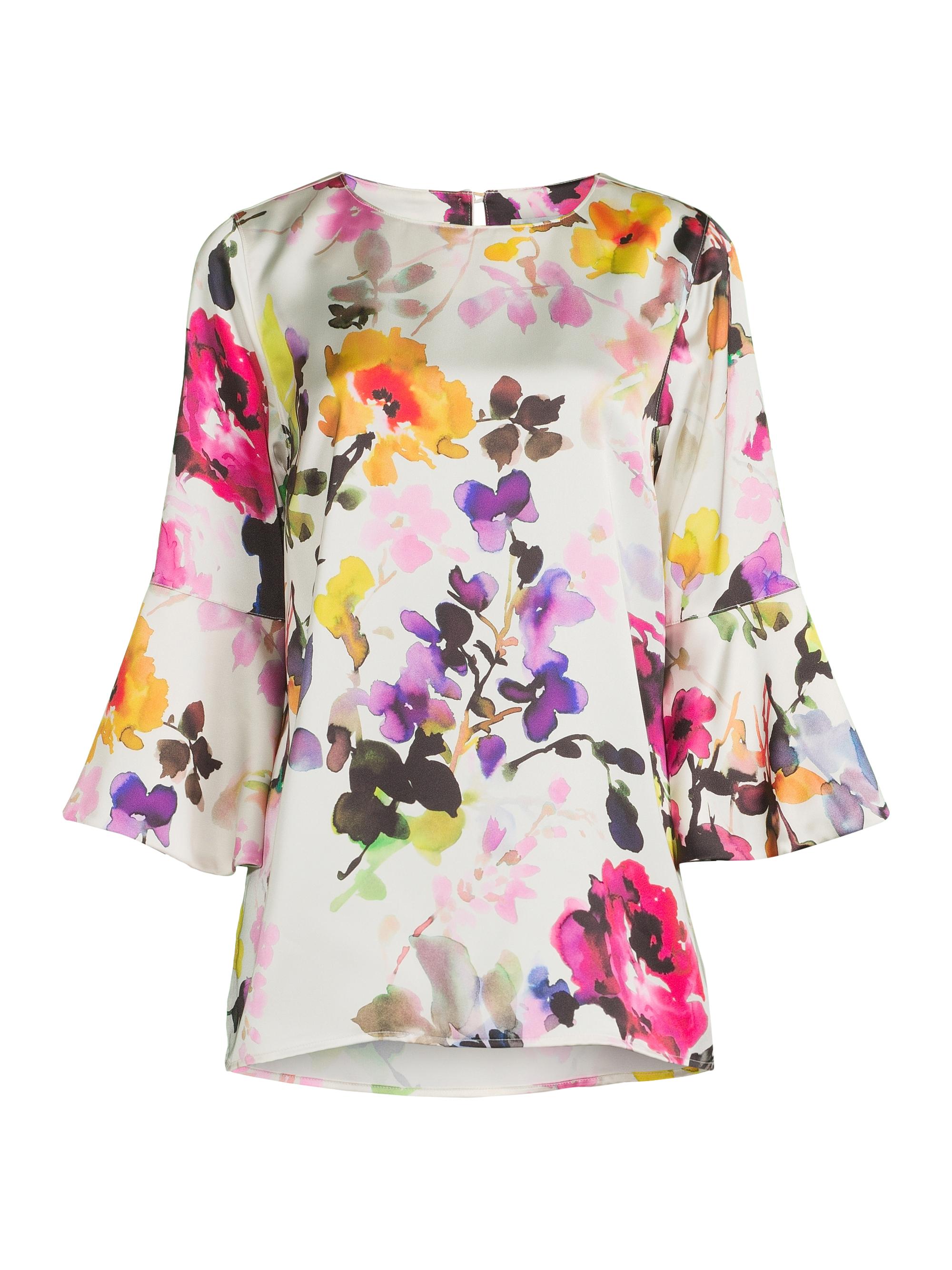 Caroline Rose Women's Bella Floral Satin Tunic - Multi White