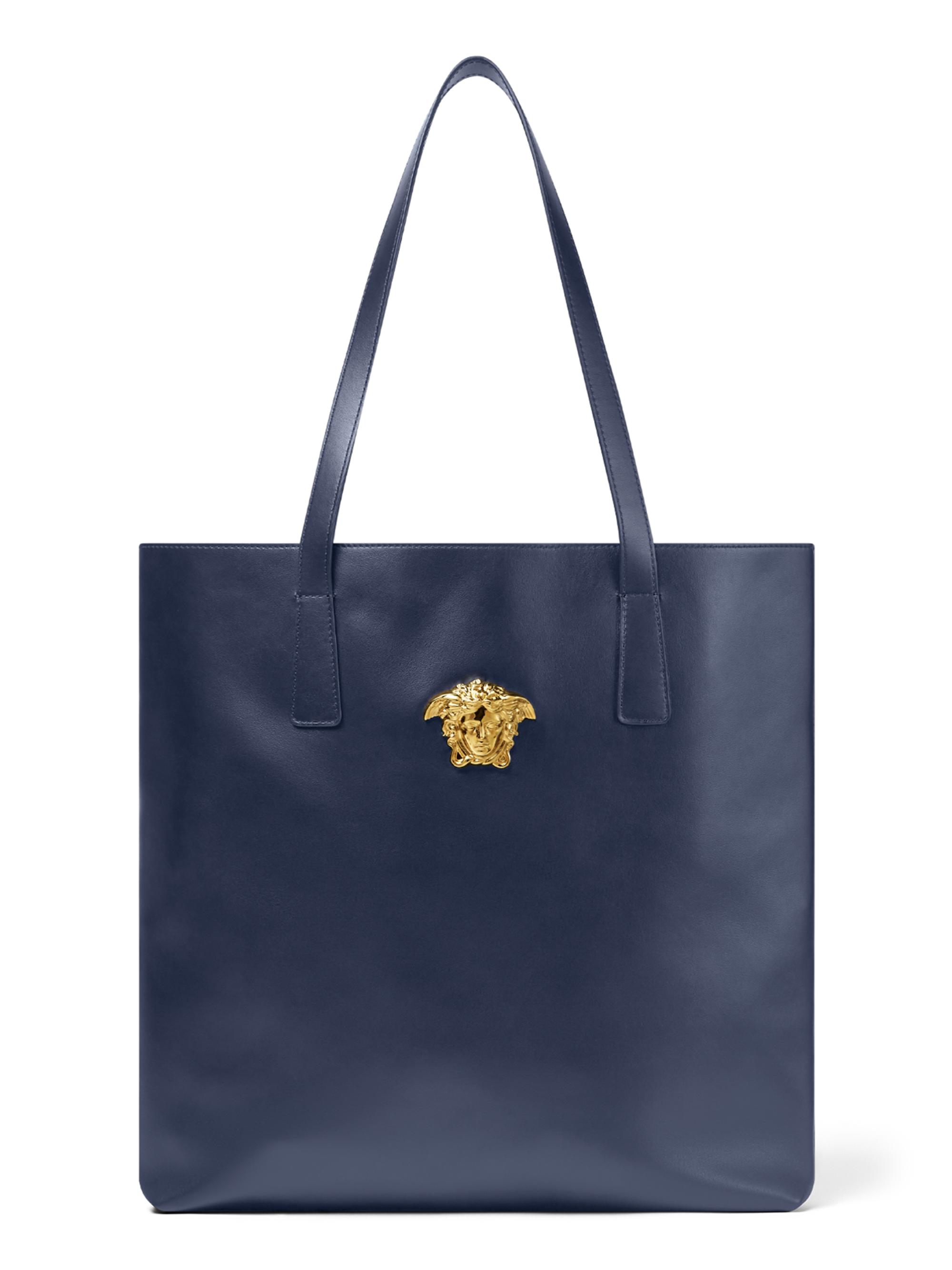 Versace Men's Medusa Leather Tote - Midnight Blue  Gold