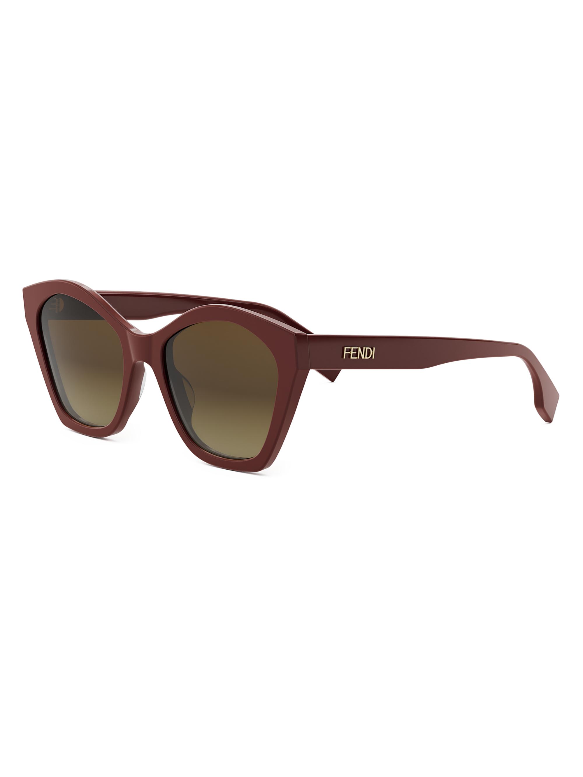 Fendi Women's Lettering 54MM Geometric Sunglasses - Red Brown