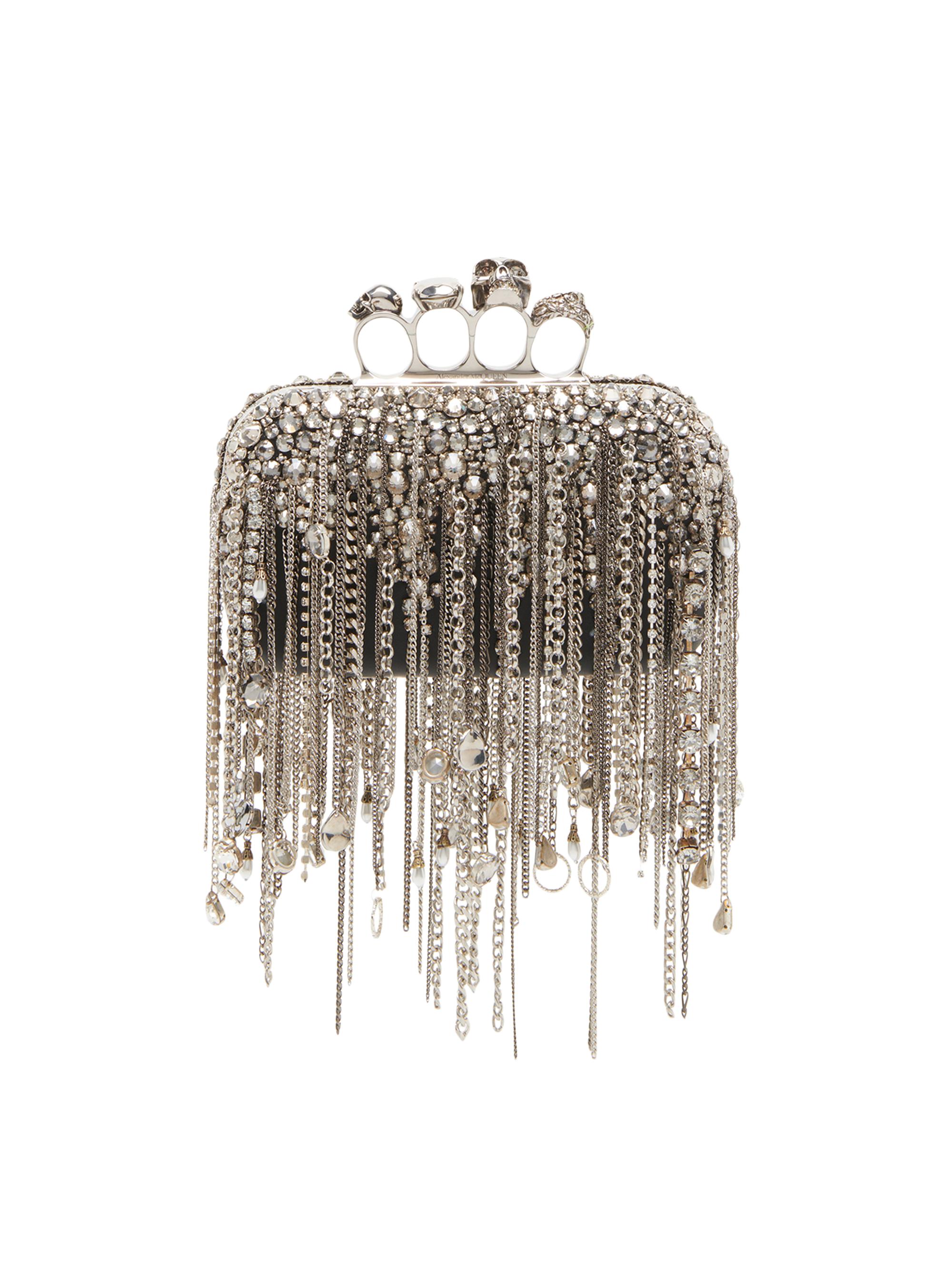 McQueen Women's Embellished Leather Convertible Clutch - Black Silver