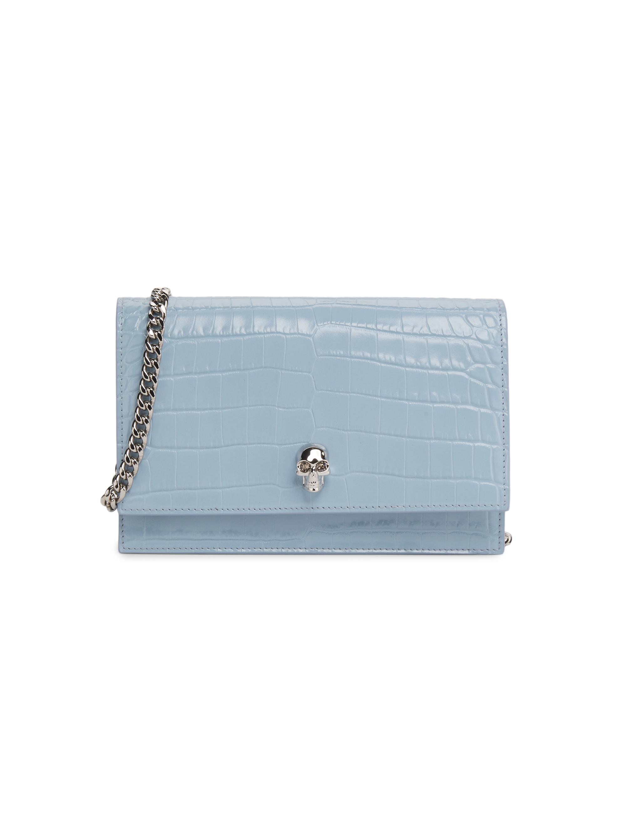 McQueen Women's Small Skull Crossbody Bag - Shirting Blue