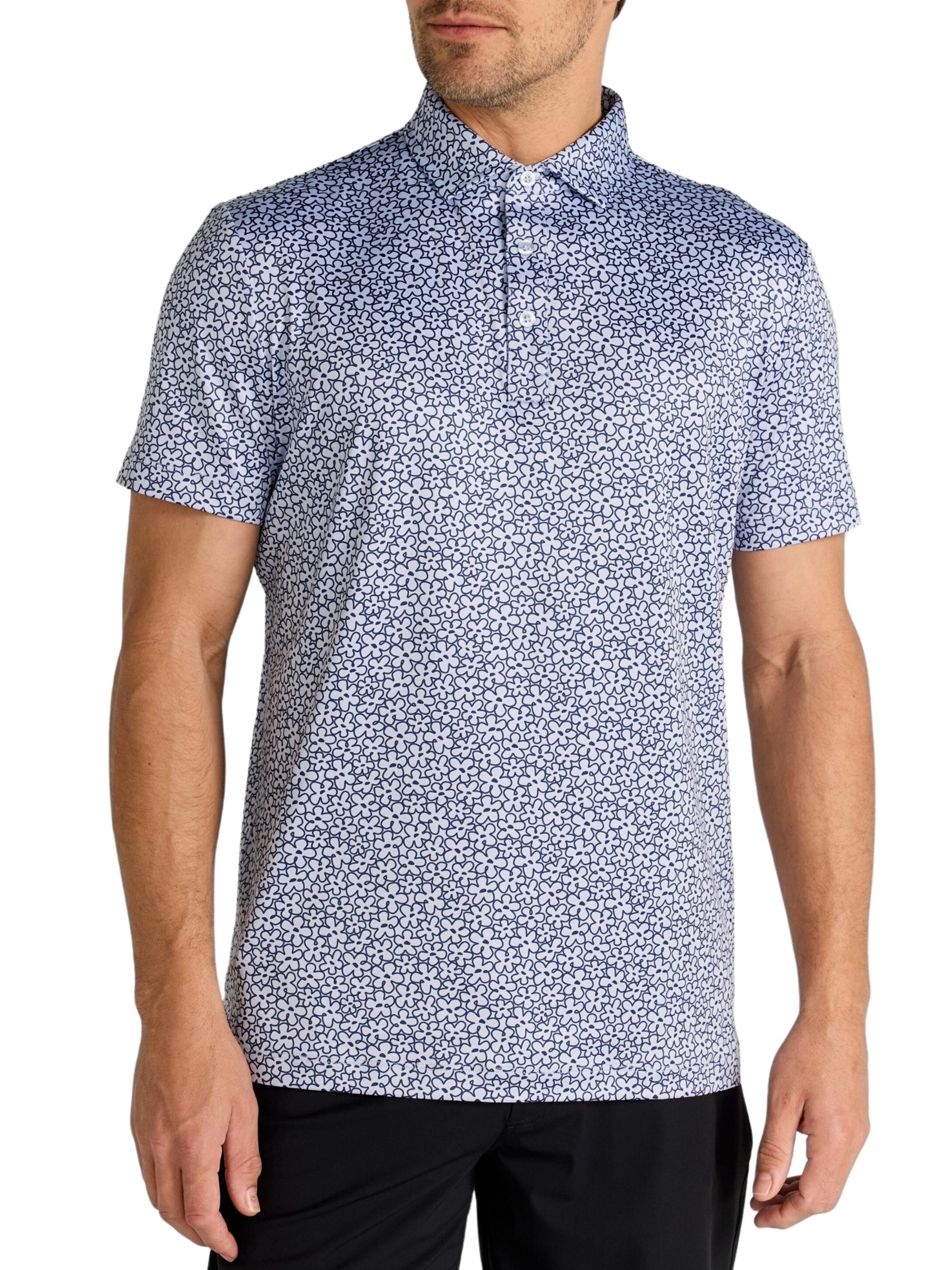 Redvanly Men's Pierre Floral Polo Shirt - Blue Lavender